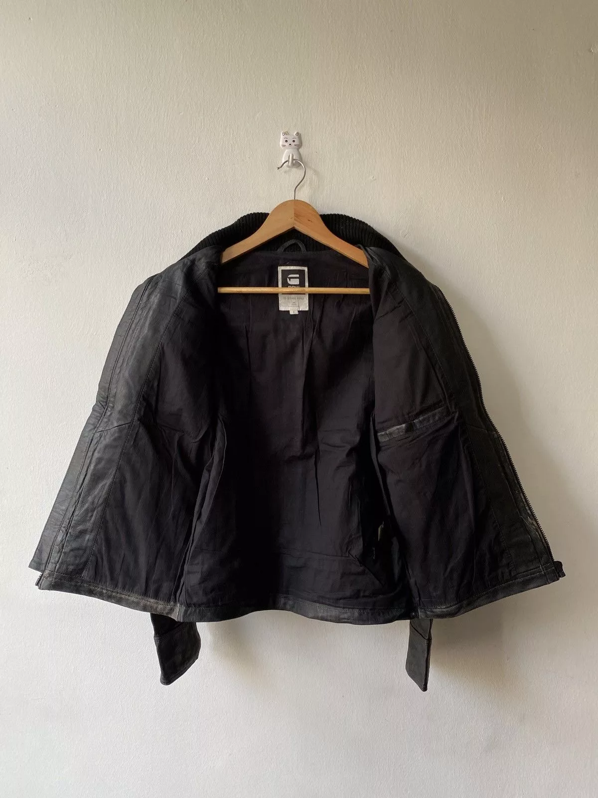 G-Star Leather Jackets G-Star G Star Raw 3301 Multipocket Leather Jacket Black