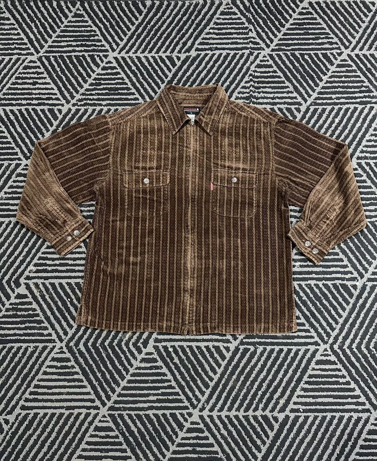 Converse Light Jackets Converse × Vintage Vintage CONVERSE Double Pocket Zipper Corduroy Jacket Brown
