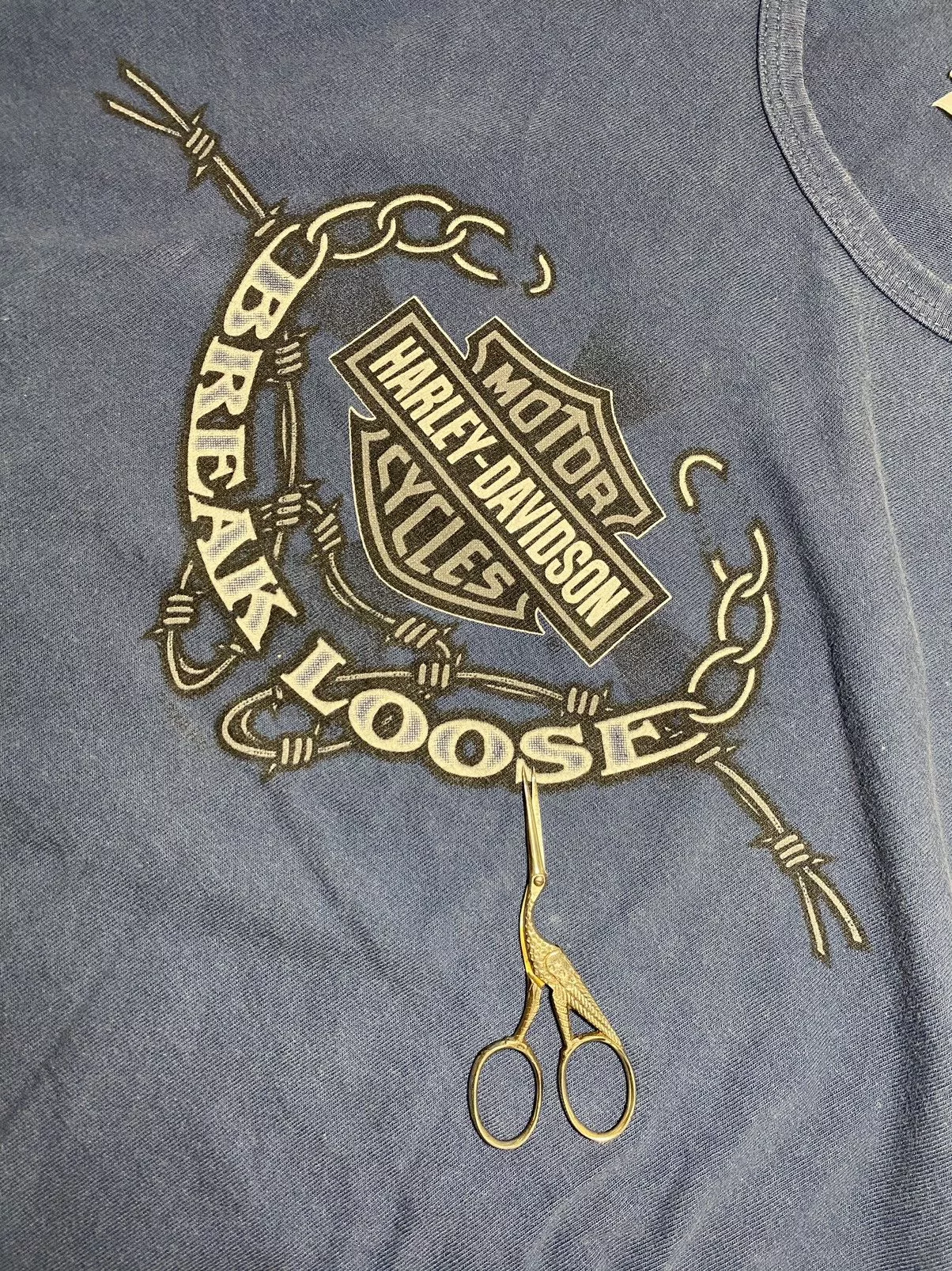 Harley Davidson Tank Tops Sleeveless Harley Davidson Break Loose Chain Barbwire Tank Ithaca Blue