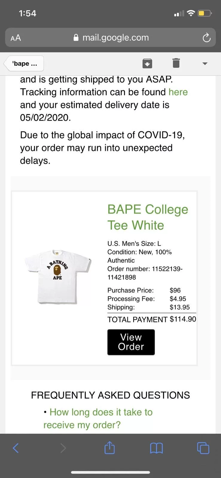 Bape Short Sleeve T Shirts CLASSIC Bape College Tee White