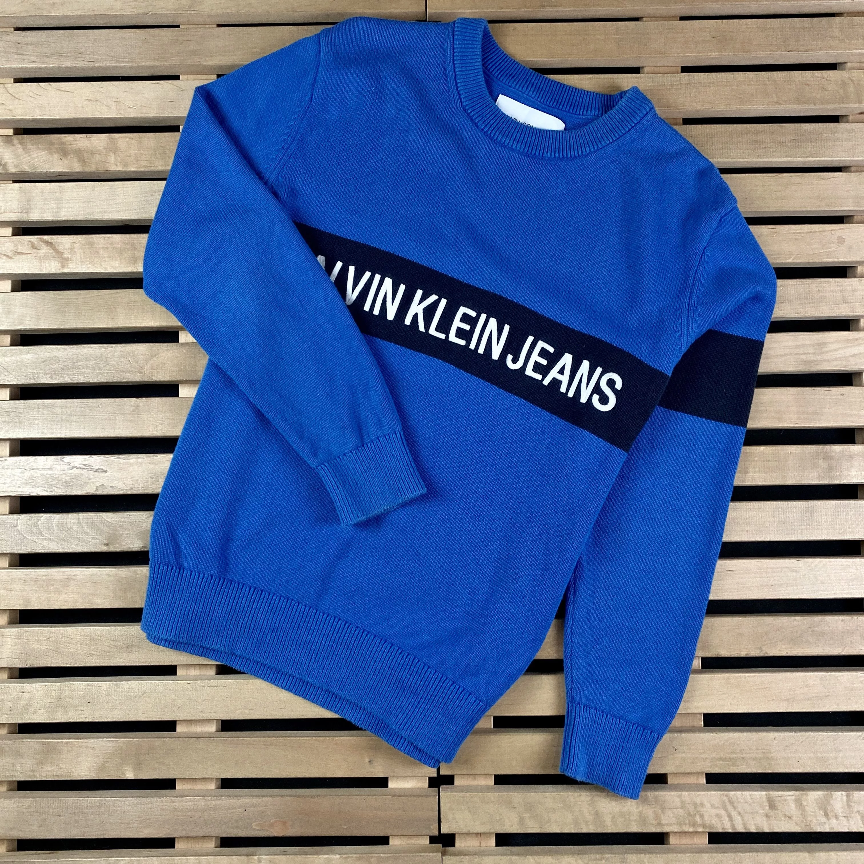 Calvin Klein Sweatshirts Hoodies Mens Vintage Sweater Calvin Klein Size M Blue Luxury