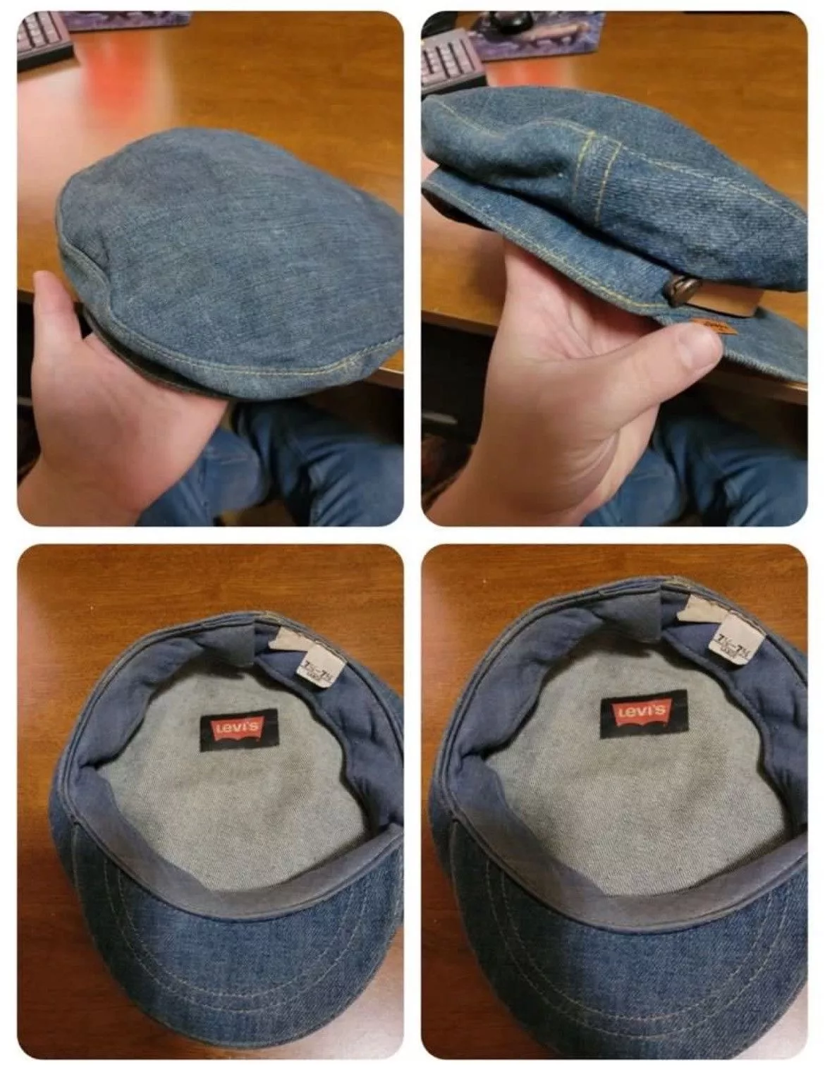 Levi's Hats Levi's × Vintage Vintage Levis Denim Hat Orange Tab Engineer Cabbie Hat USA Blue