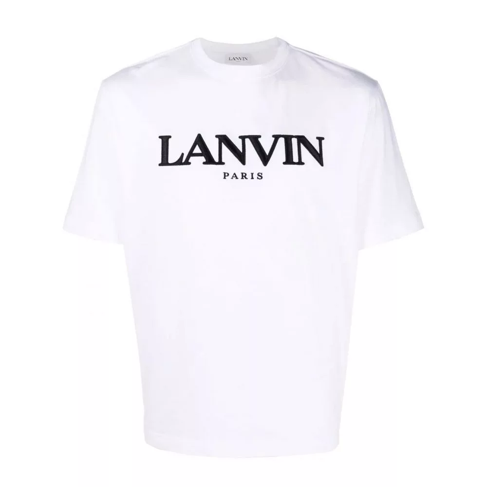 Lanvin Short Sleeve T Shirts Lanvin o1w1db10724 Embroidered Oversize T-Shirt in Optic White