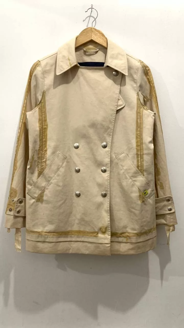 Louis Vuitton Coats LOUIS VUITTON Paris Beige Cup Coat Distressed Luxury