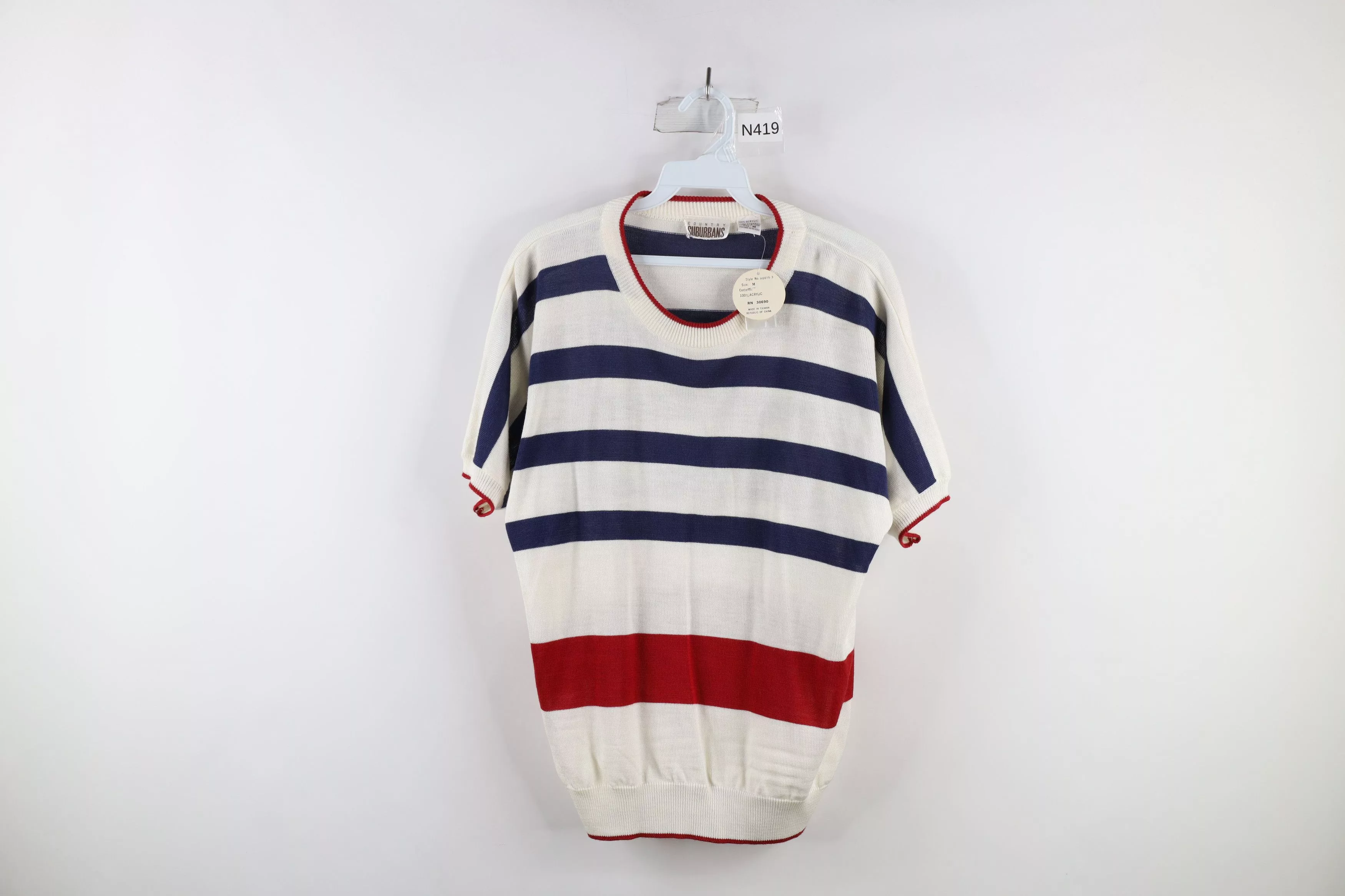 Vintage Sweaters Deadstock Vintage 70s Streetwear Block Short Sleeve Sweater Multi