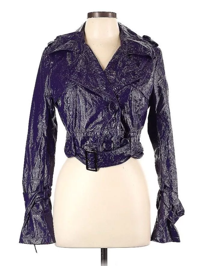 Other Jackets Other Purple Glossy Biker Moto Jacket