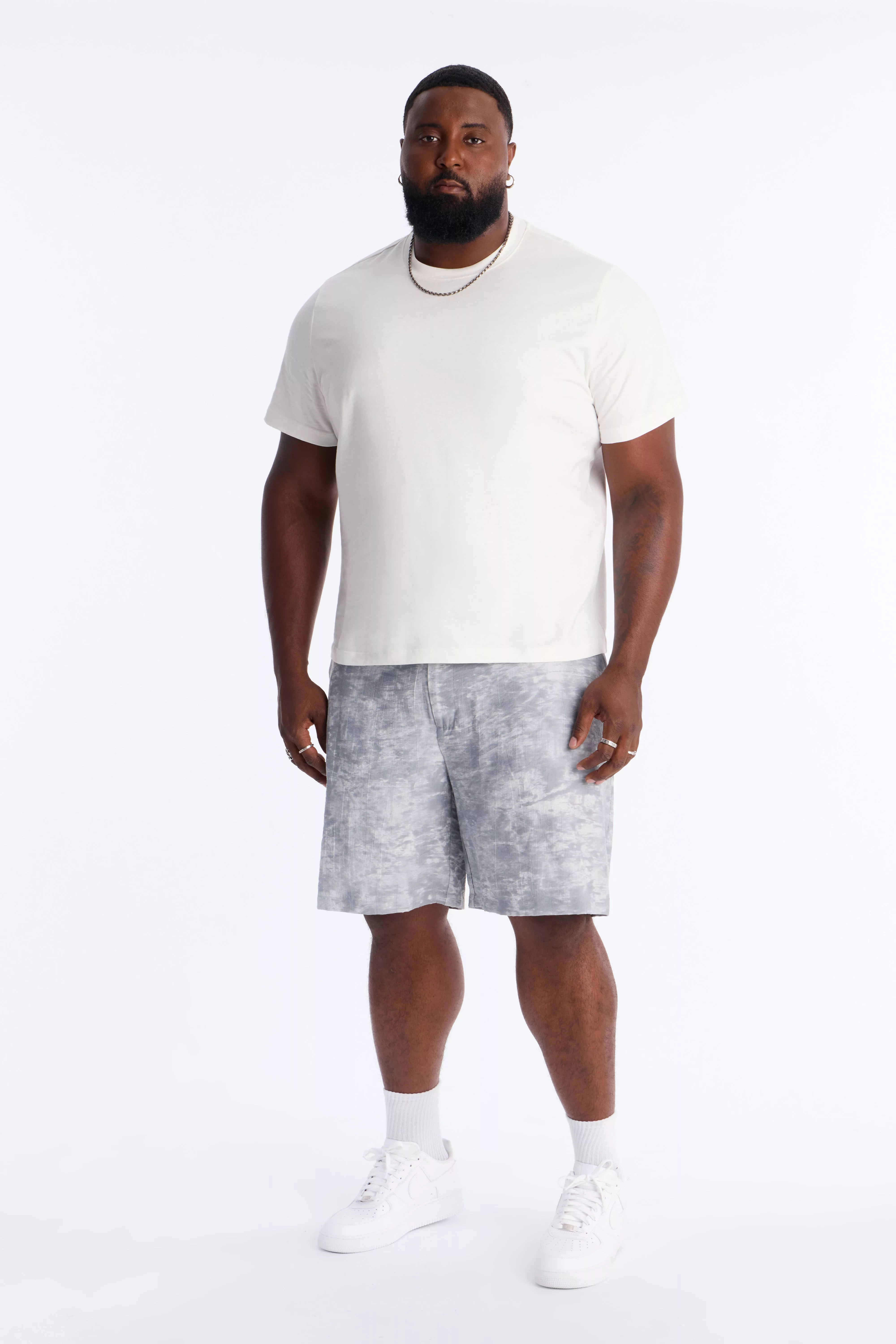 Marble Wash Relaxed Short - Grey/combo