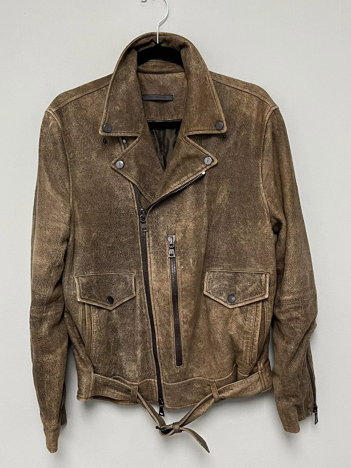 John Varvatos Leather Jackets John Varvatos Belted biker jacket. 48 Brown