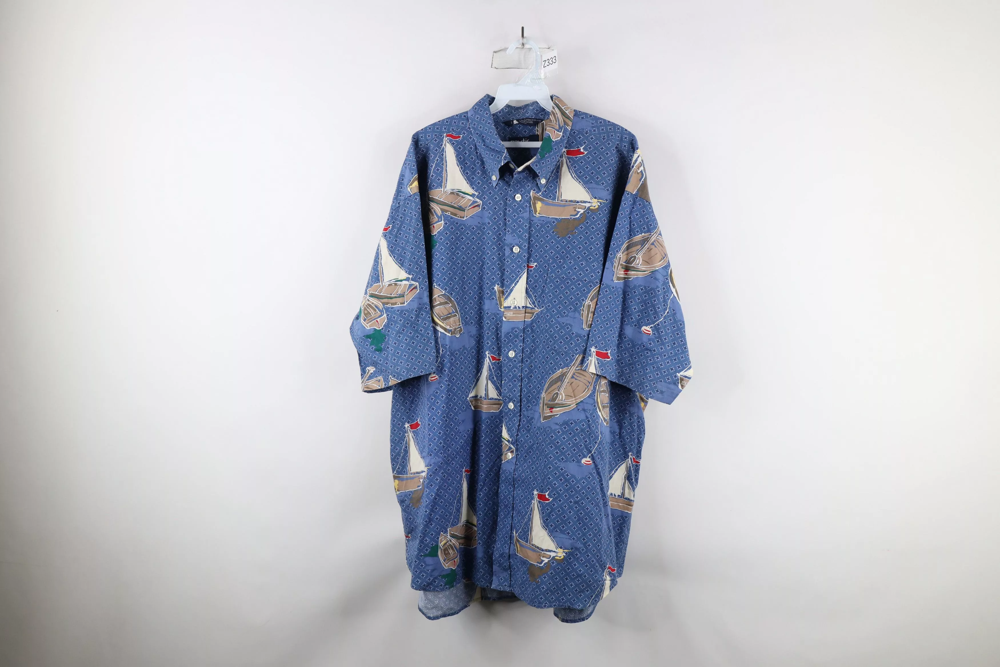 Nautica Shirts Button Ups Nautica × Vintage Vintage 90s Nautica All Over Print Short Sleeve Button Shirt Multi