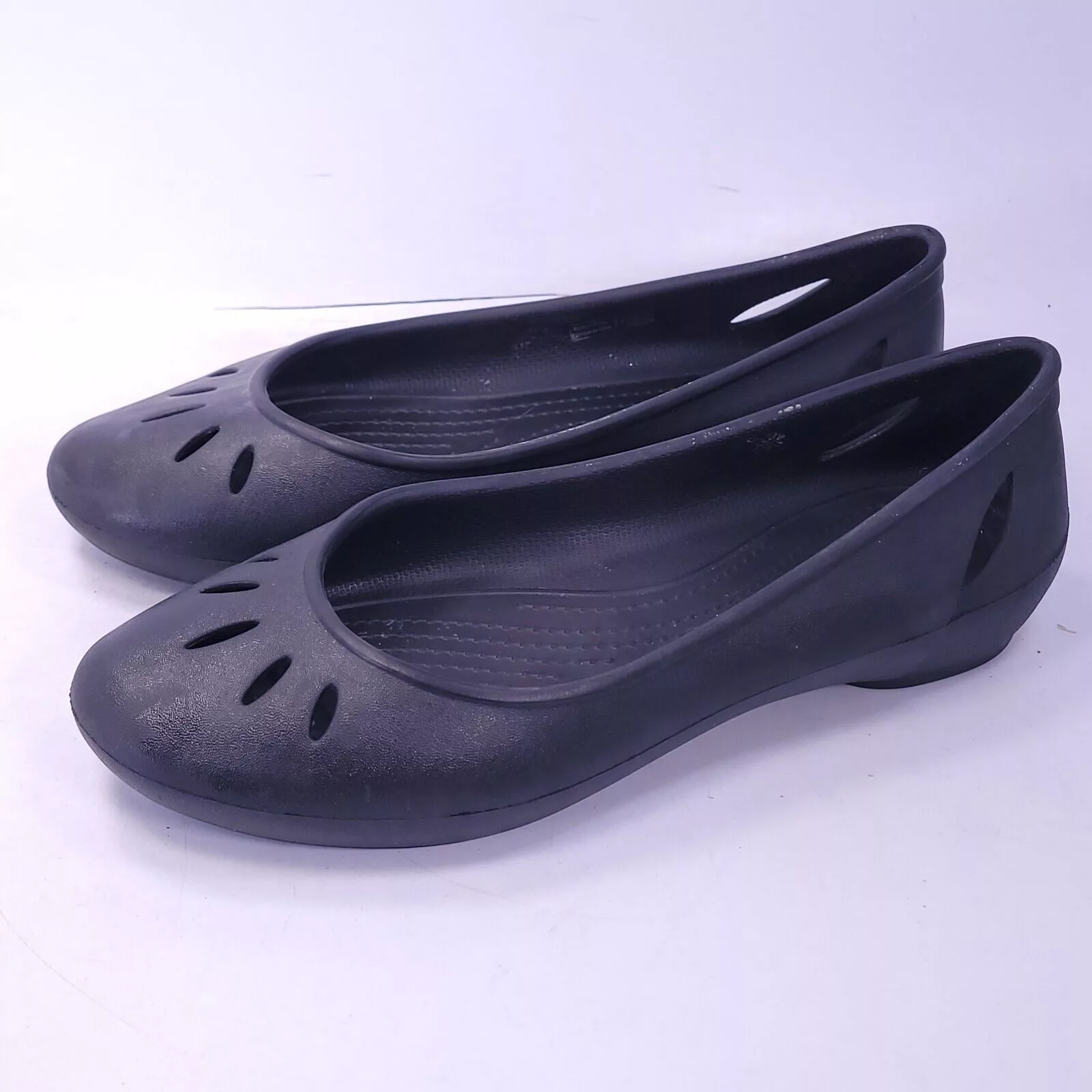 Crocs Flats Crocs Casual Slip on Ballet Flat Womens Size 8 Black Rubber