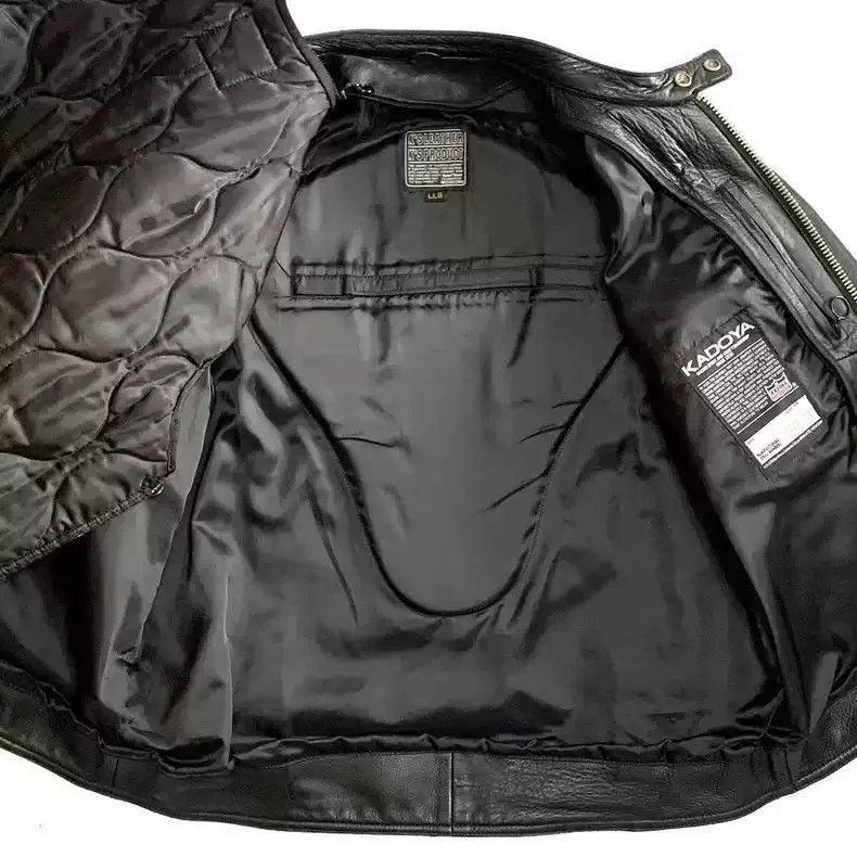 Kadoya Leather Jackets kadoyaStraight-pull collar leather coat Black