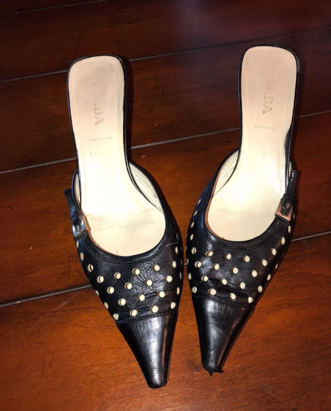 Prada Mules Vintage Prada kitten heels Black