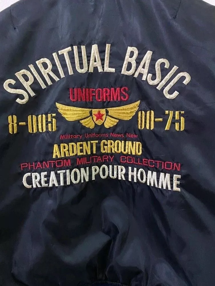 Vintage Bombers Vintage SPIRITUAL BASIC PHANTOM MILITARY COLLECTION FLIGHT JACKET Black