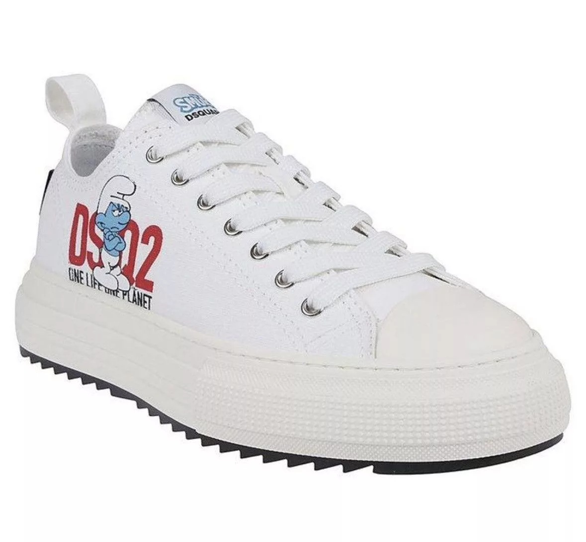 Dsquared2 Low Top Sneakers Dsquared2 X The Smurfs Logo Printded Lace-Up Sneakers White