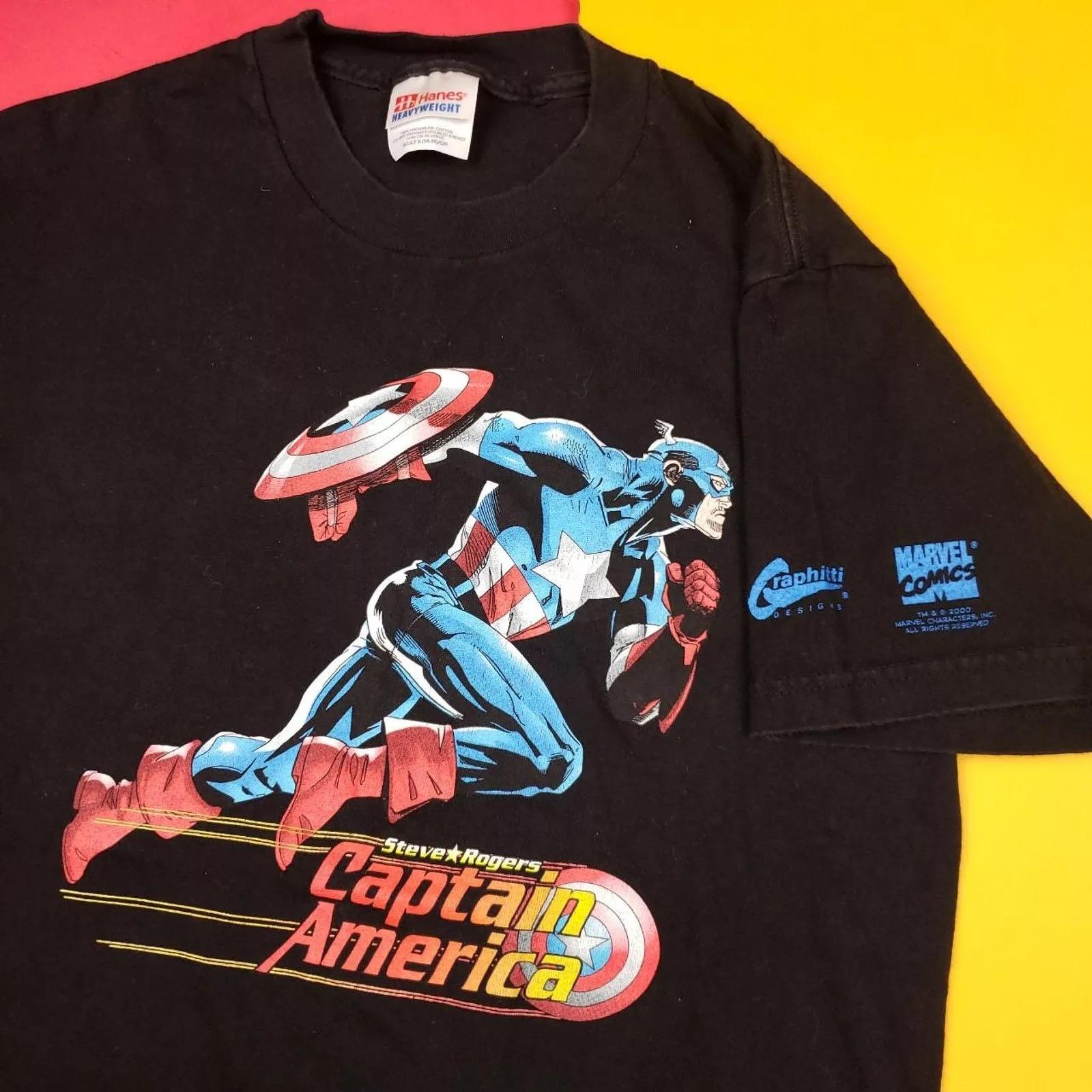 Marvel Comics Short Sleeve T Shirts Marvel Comics Vintage Dead Stock Marvel Captain America T Shirt Black