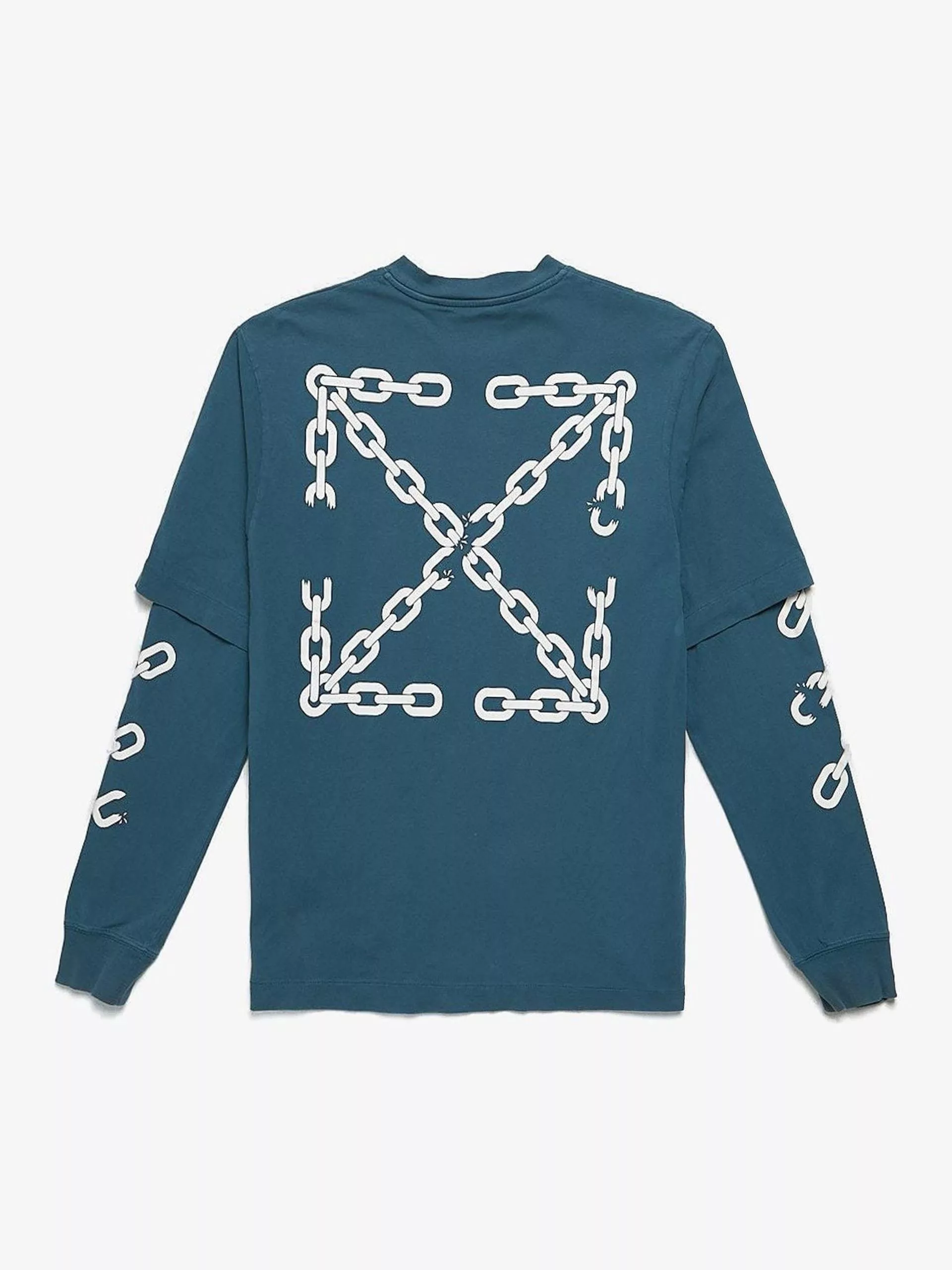 Off-White Long Sleeve T Shirts Off-White Emerald Double Layered Printed Cotton Longsleeve