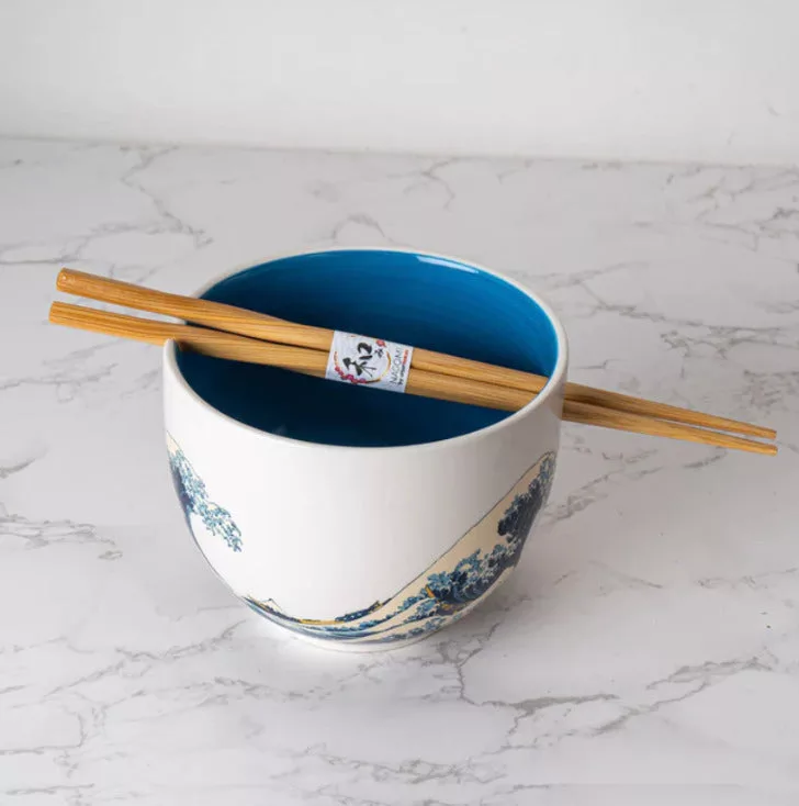 18oz Kanagawa Wave Bowl w/ Chopsticks