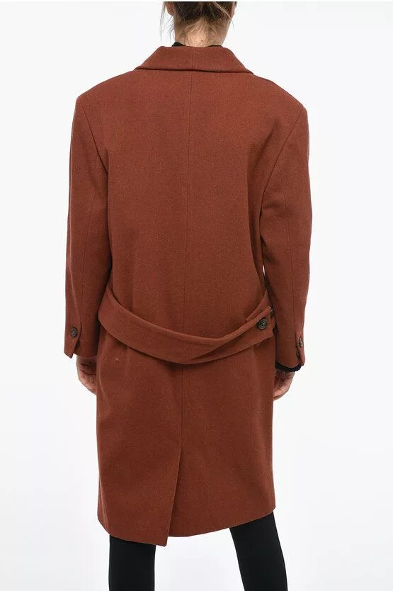 Dsquared2 Coats Dsquared2 og1mm0624 Double Breasted Shoulder Coat in Orange/Brown Multi