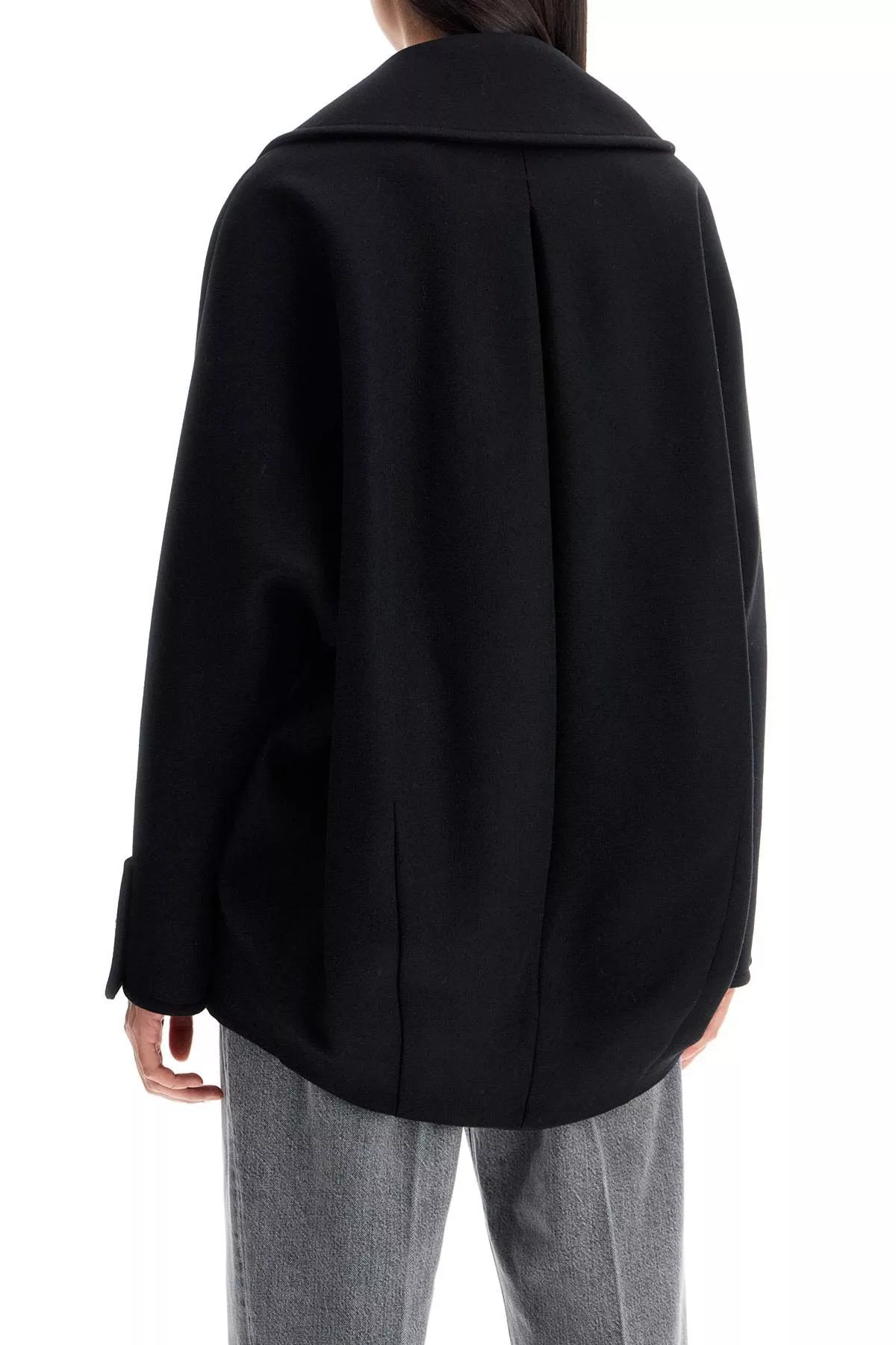 Versace Coats VERSACE Double-Breasted Cocoon Black