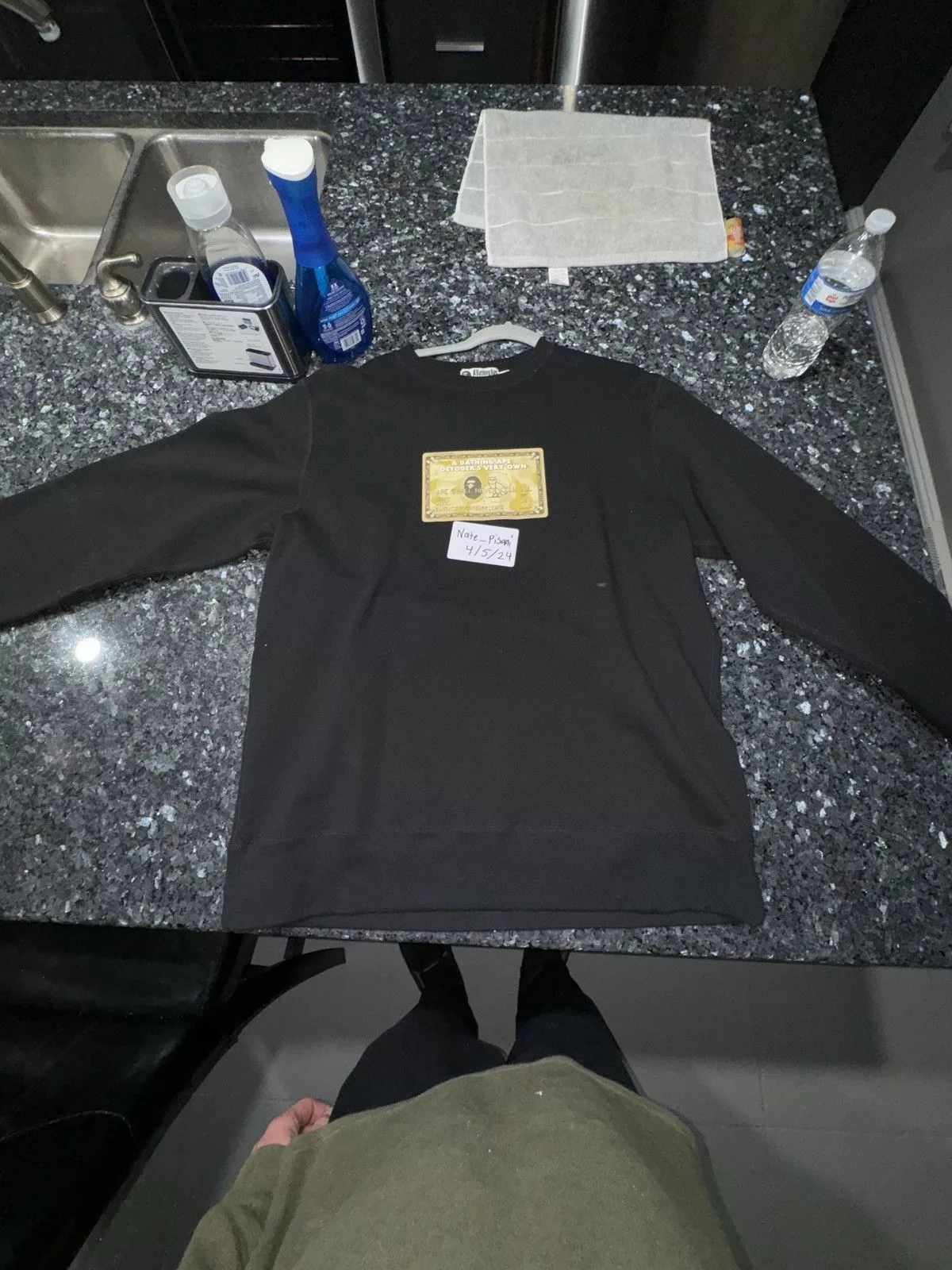 Bape Sweatshirts Hoodies Bape × October's Very Own BAPE x OVO CARD CREWNECK Black