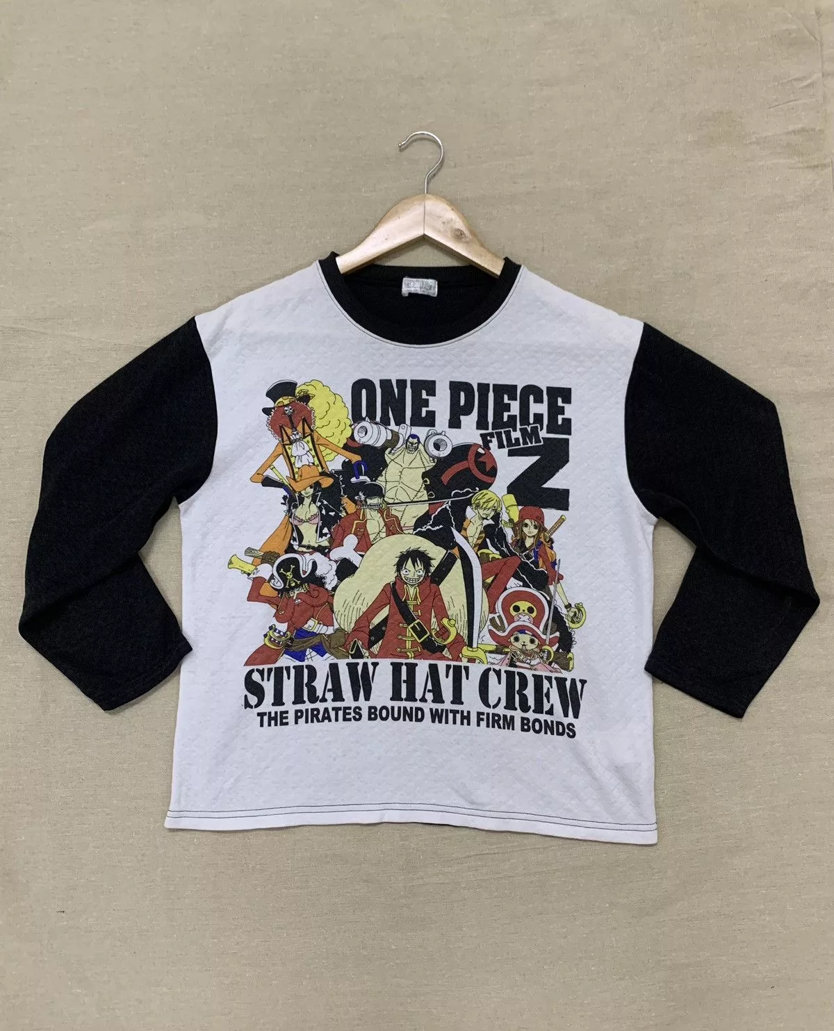 Anime Long Sleeve T Shirts Anime × One Piece × Vintage VINTAGE ONE PIECE FILM STRAW HAT CREW White