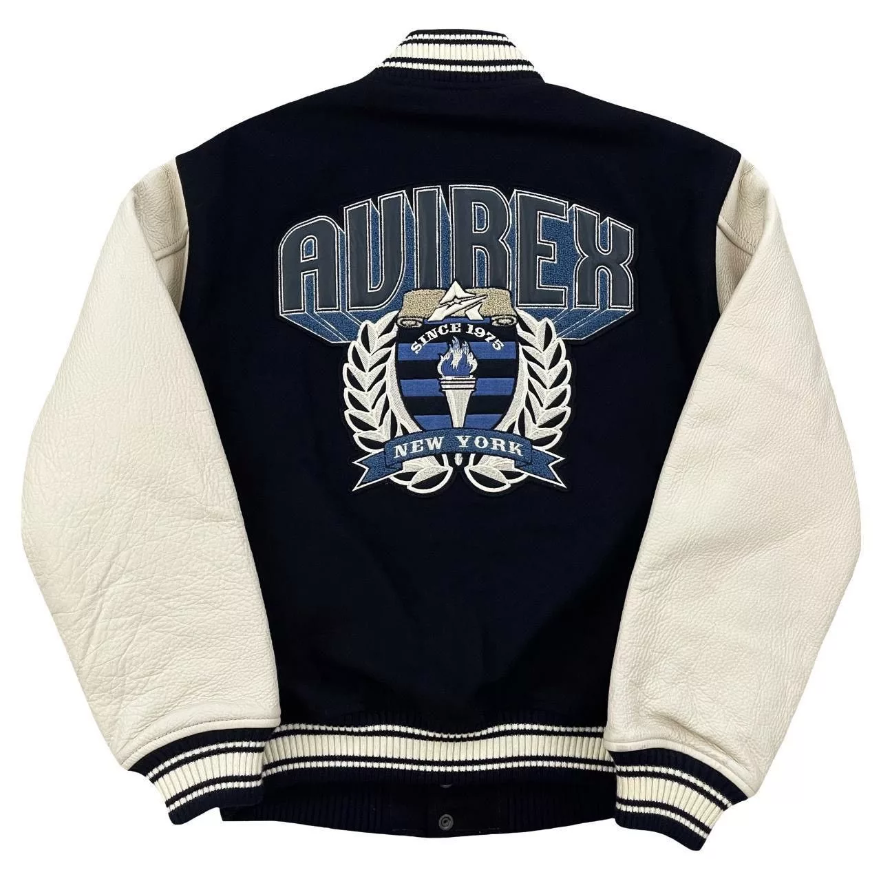 Avirex Leather Jackets Avirex Leather Varsity Jacket Blue