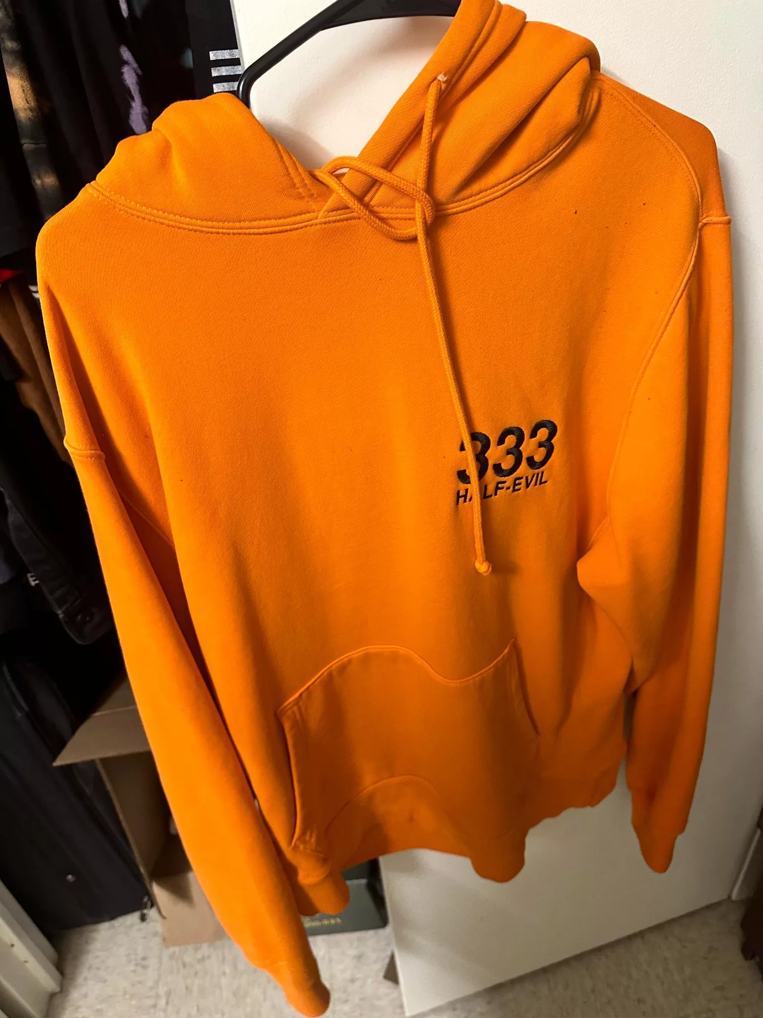 Half Evil Sweatshirts Hoodies Half Evil 333 Embordered Orange Hoodie