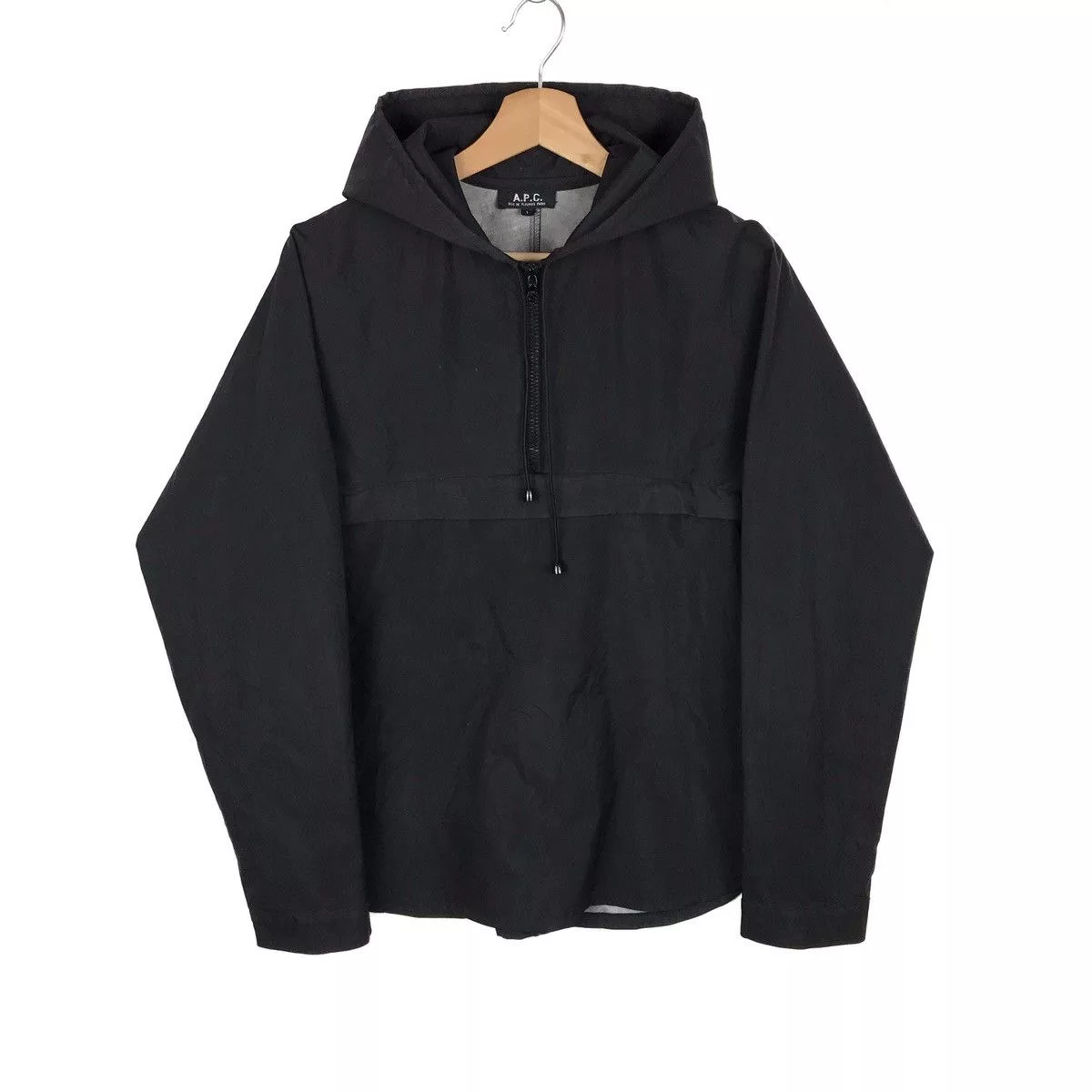 A.P.C. Light Jackets A.P.C. × Vintage A.P.C Raincoat Jacket With Hoodie Black Streetwear