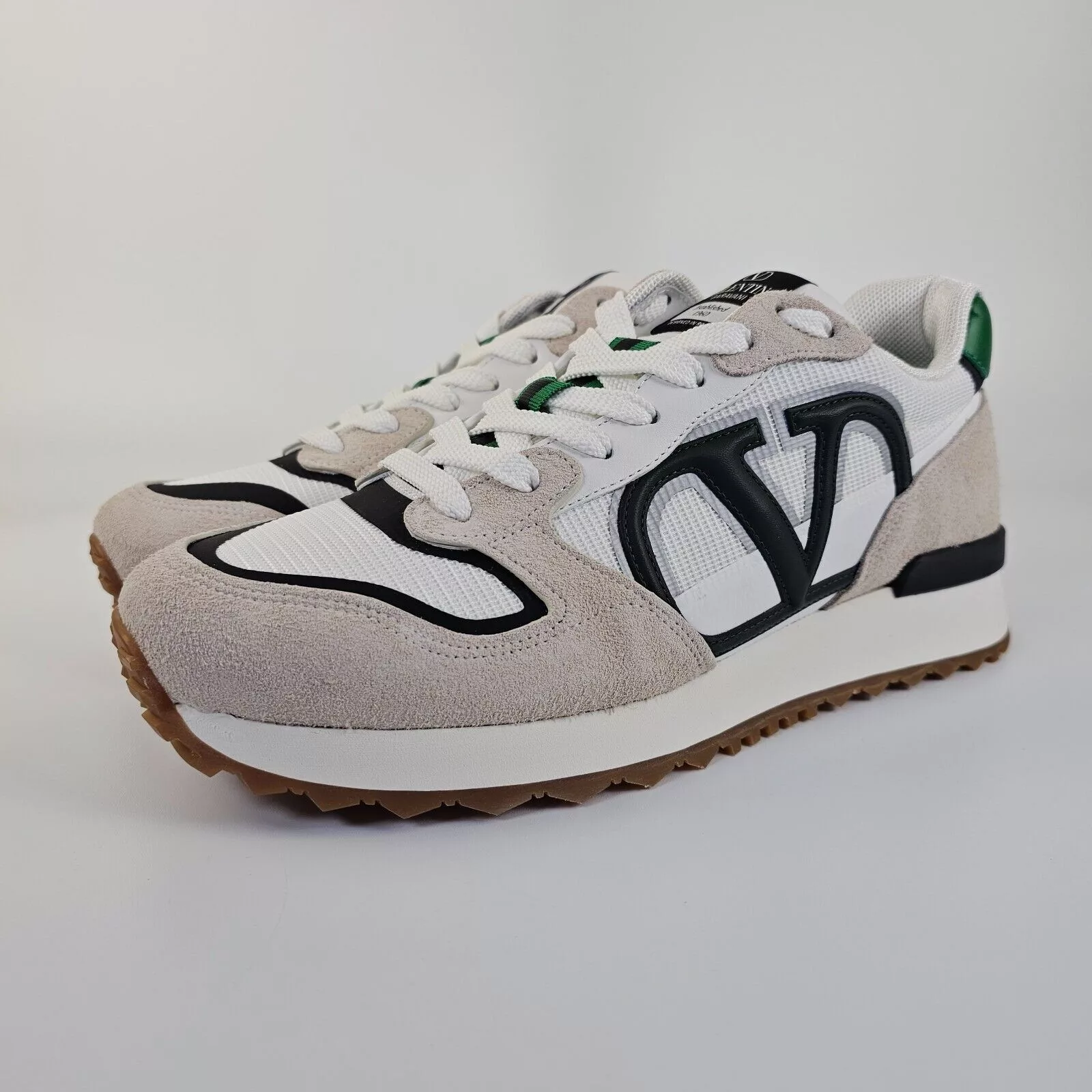 Valentino Low Top Sneakers Valentino Garavani Vlogo Pace Beige/Green Sneakers New