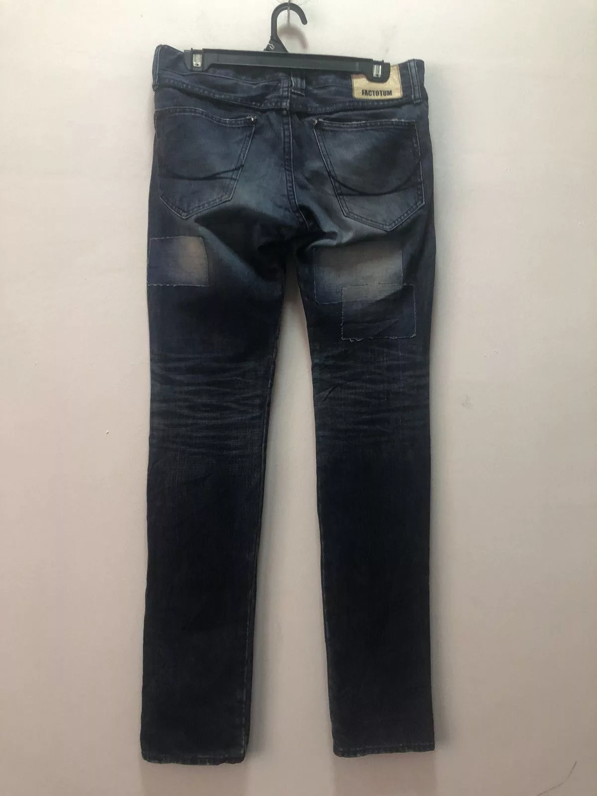 FACTOTUM Denim Pants Patch Distressed Style Japan Made Blue