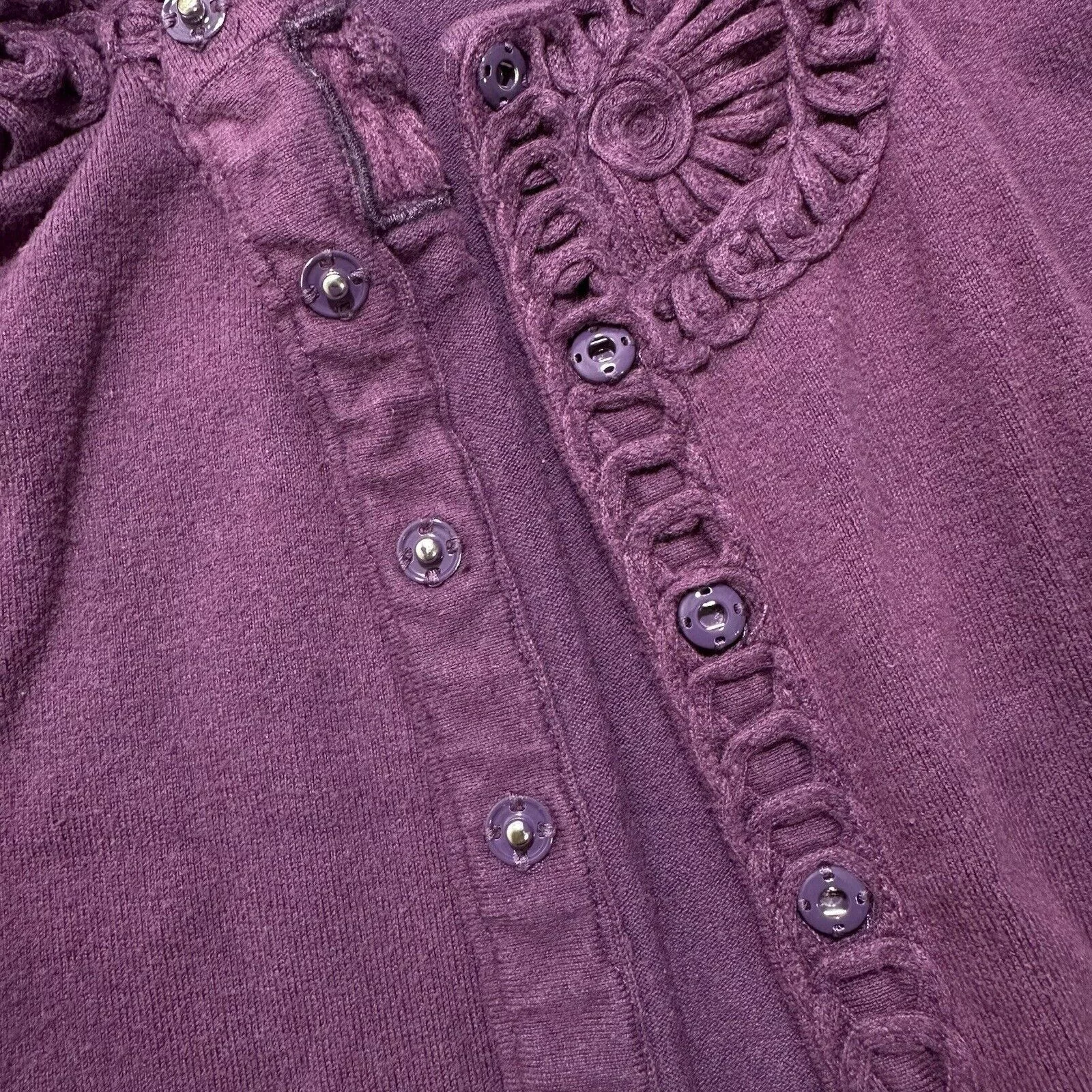 Other Sweaters Other Halogen Medium Snap Button Front Cardigan Emroidery Sweater Purple