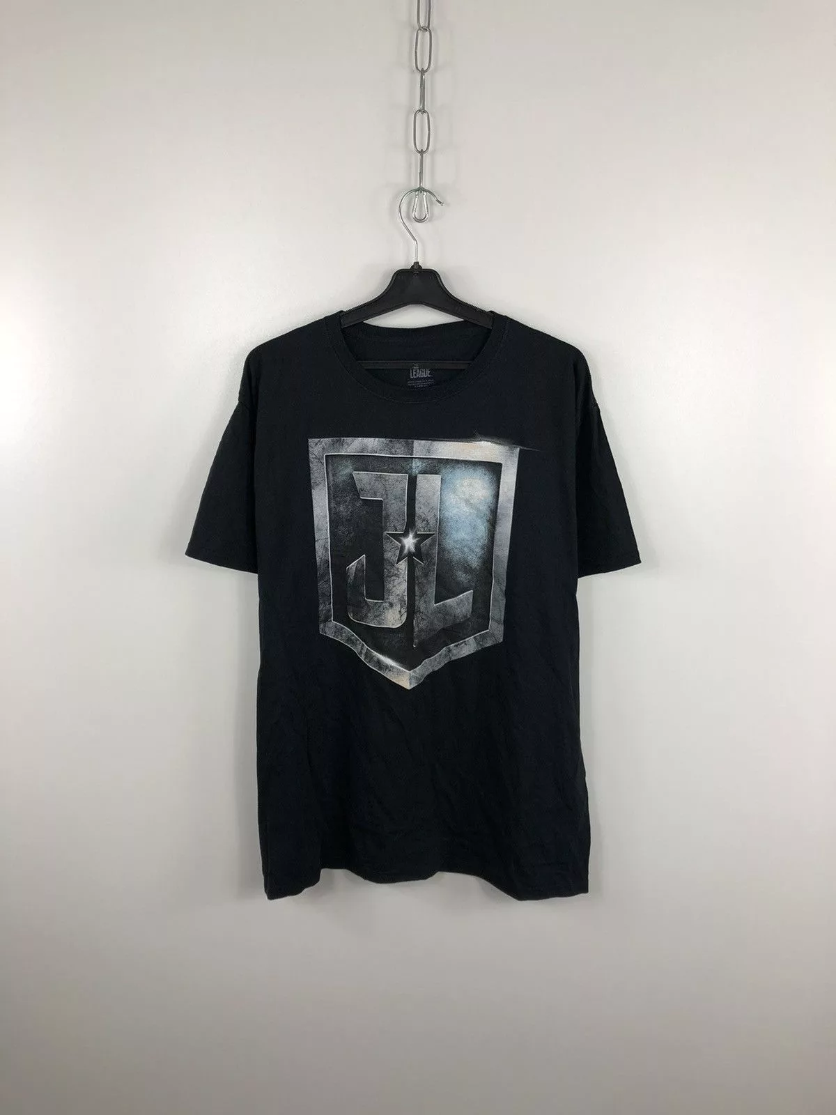 DC Comics Short Sleeve T Shirts DC Comics × Vintage Vintage Dc Comics Justice League T-Shirt Big Logo Size L Black Streetwear
