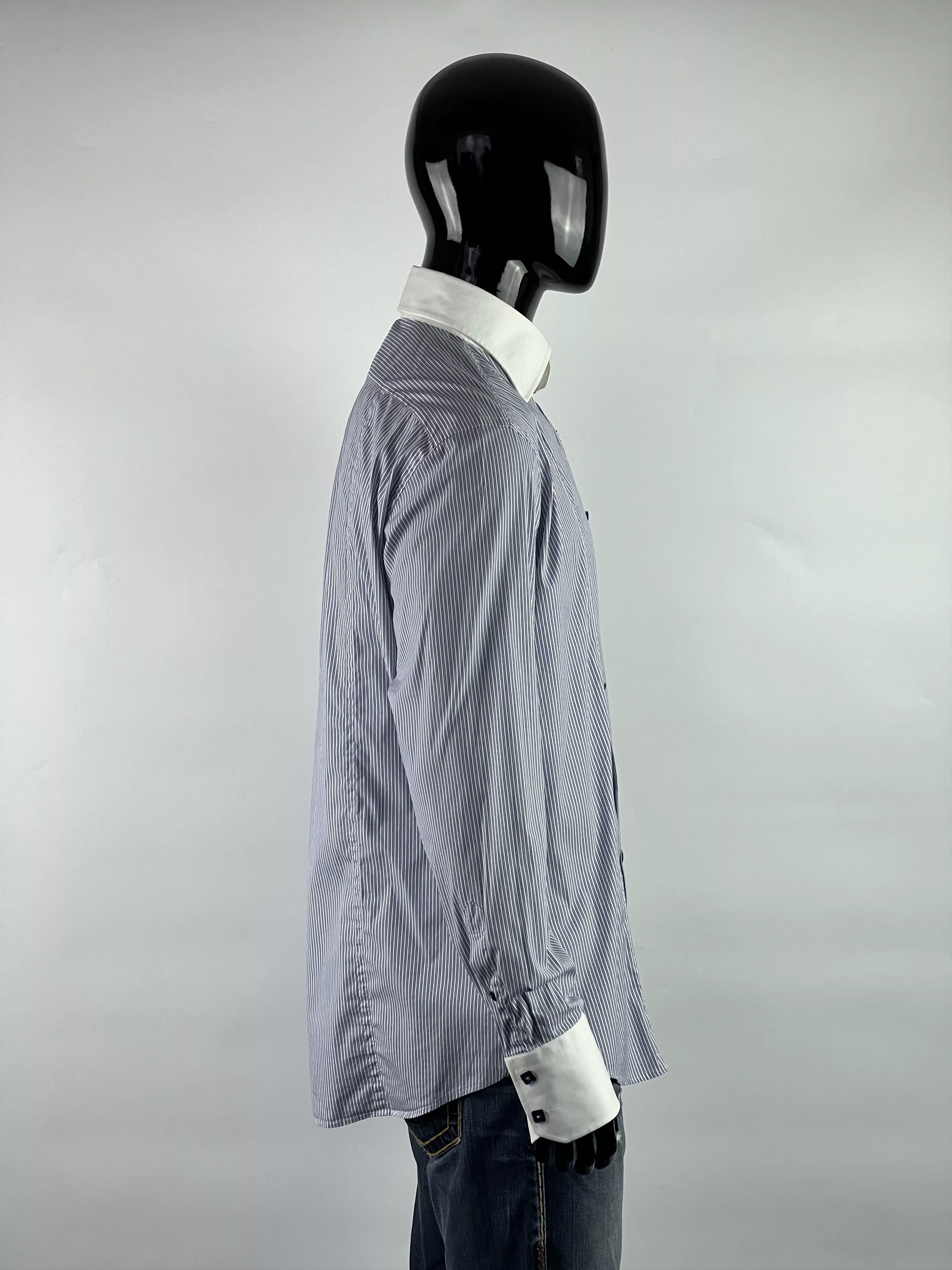 Billionaire Couture Shirts Button Ups Billionaire Couture Striped Cristal Button Up Shirt 18/45 White Vintage