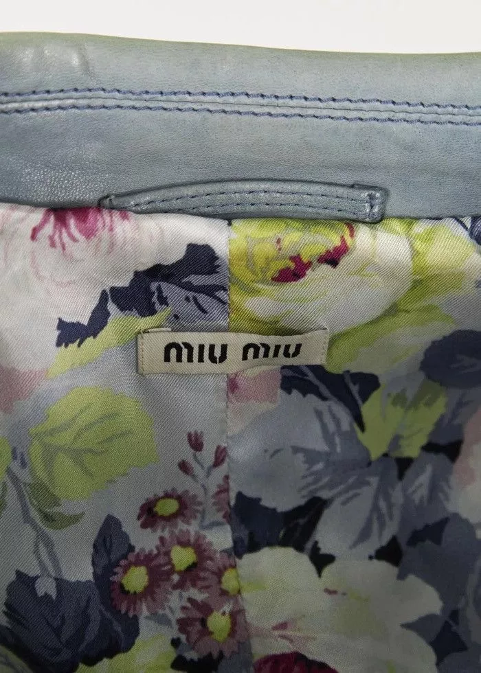 Miu Miu Leather Jackets Miu Miu Leather cropped jacket Blue