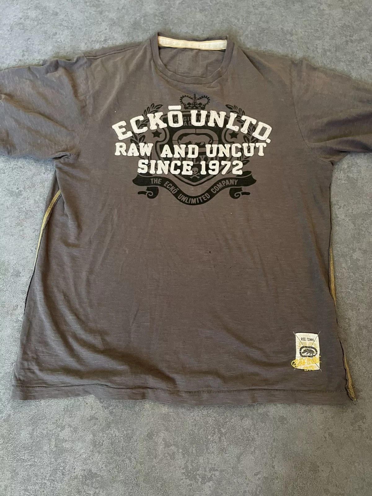 Ecko Unltd. Short Sleeve T Shirts Ecko Unltd. × Fubu × Rap Tees Vintage Ecko Unltd Big Logo Tribal Grey Tee Gray