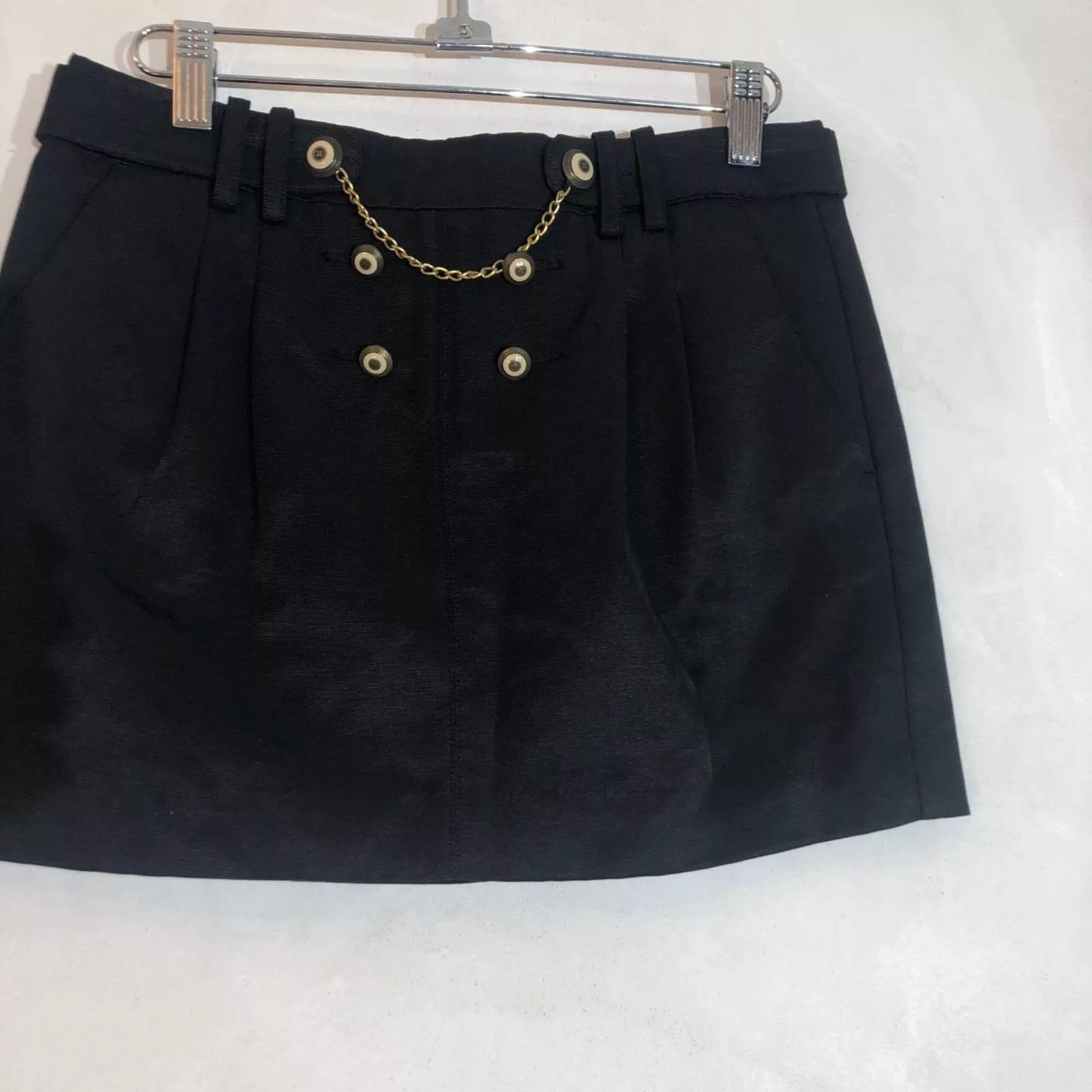 BCBGeneration Mini Skirts BCBGeneration BCBG button and chain design front mini Black