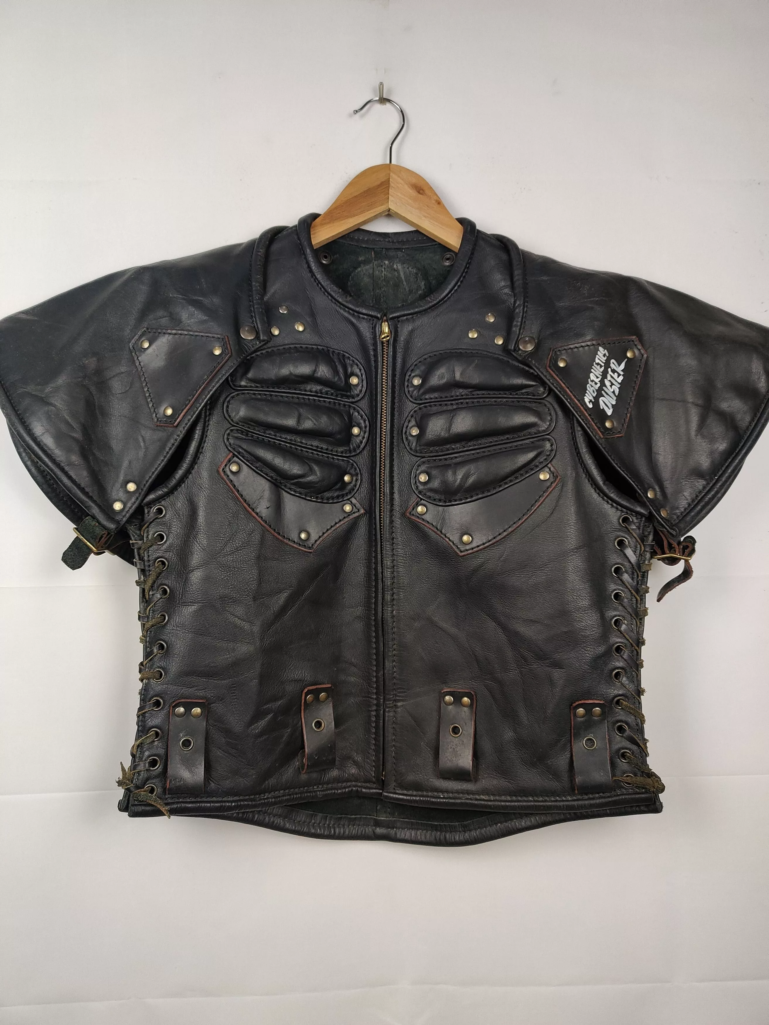 Designer Leather Jackets Designer Vintage Contrail Cybernetic Post apocalyptic Design Jacket Black