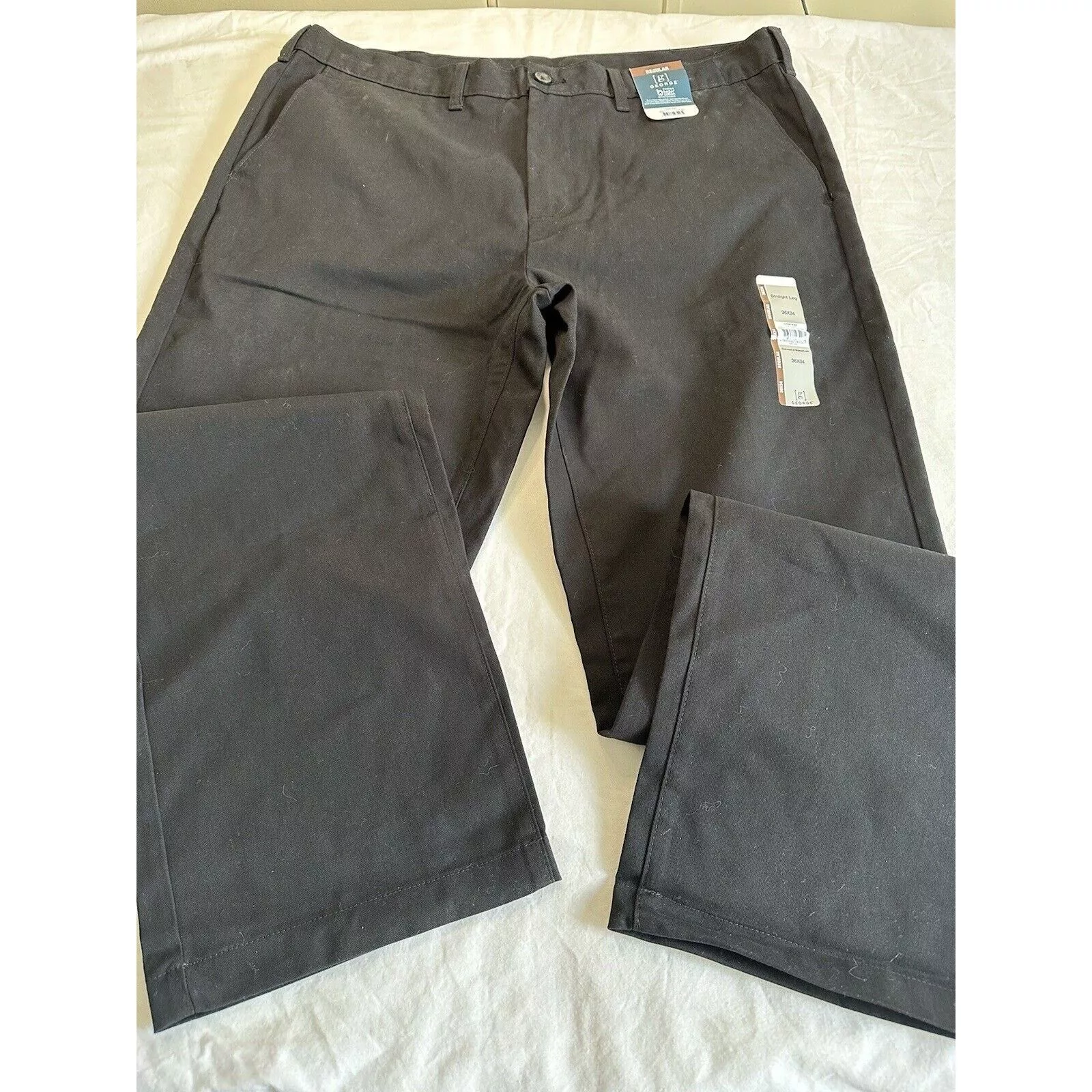 George Casual Pants George Classic Khaki Pant Black 36x34 Flat front NormcoreNWT