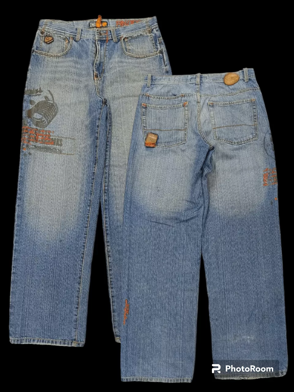 BAGGY SICK🔥ILLUSTRATION AKADEMIKS DENIM PANTS Blue Streetwear