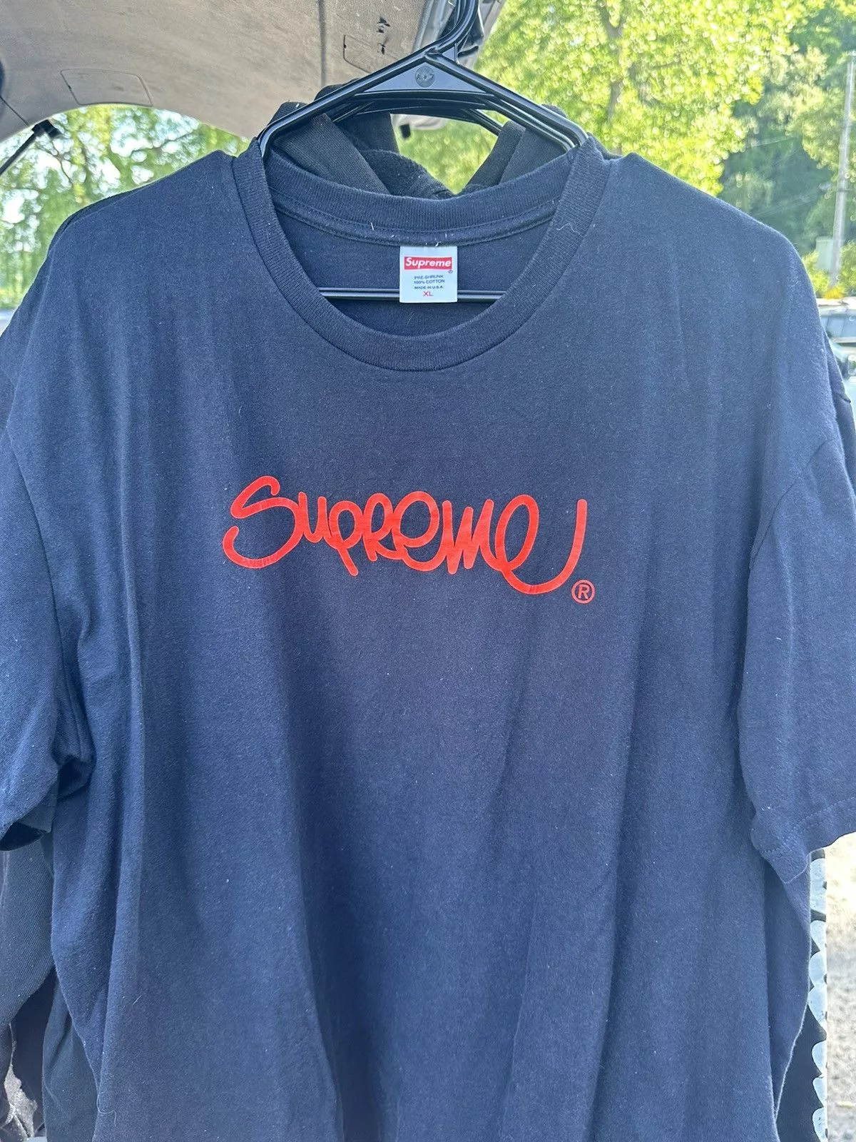 Supreme Short Sleeve T Shirts Supreme Handstyle Tee Navy Blue