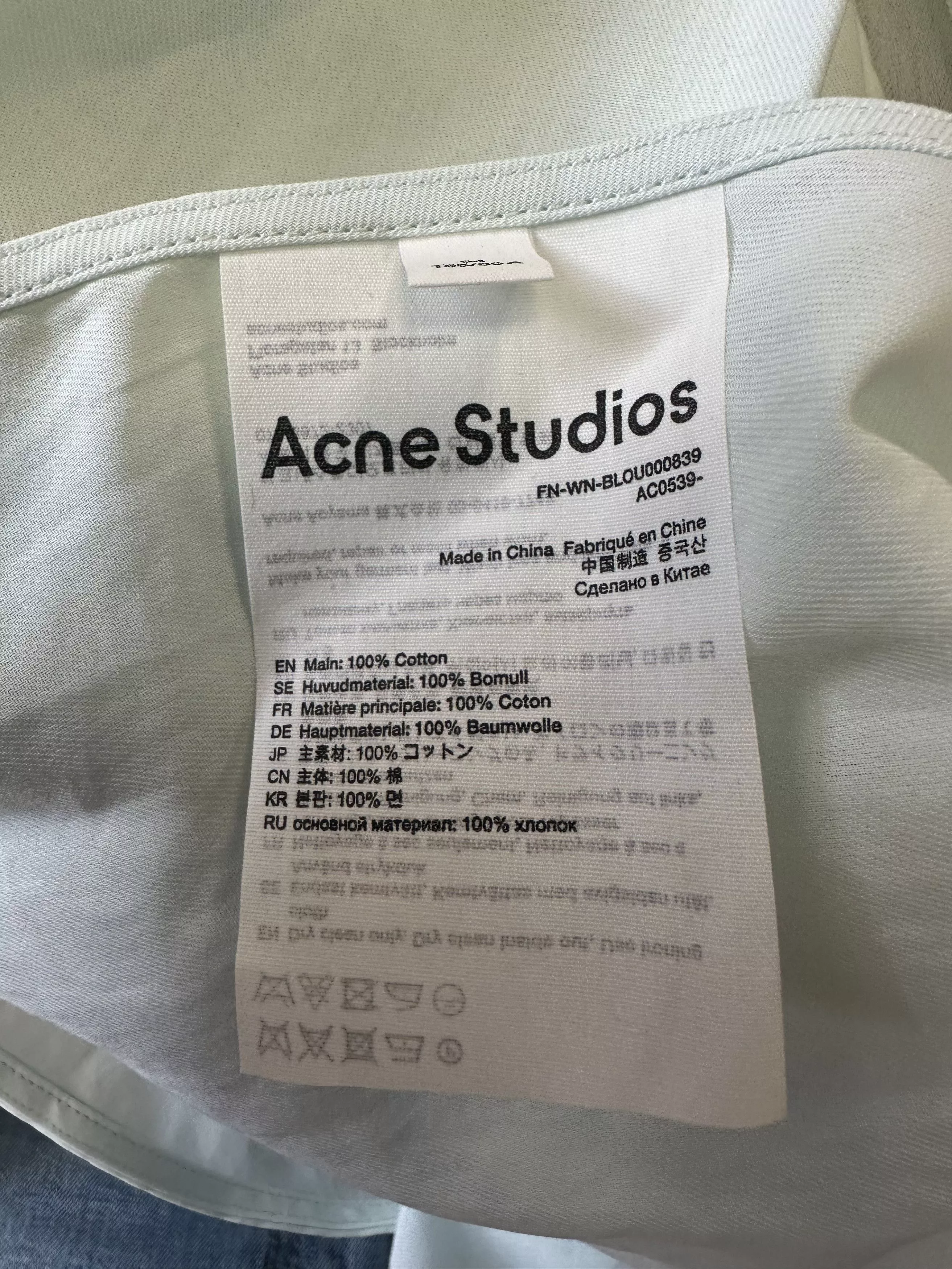 Acne Studios Blouses ACNE STUDIOS BUTTONED SHIRT MINT Green