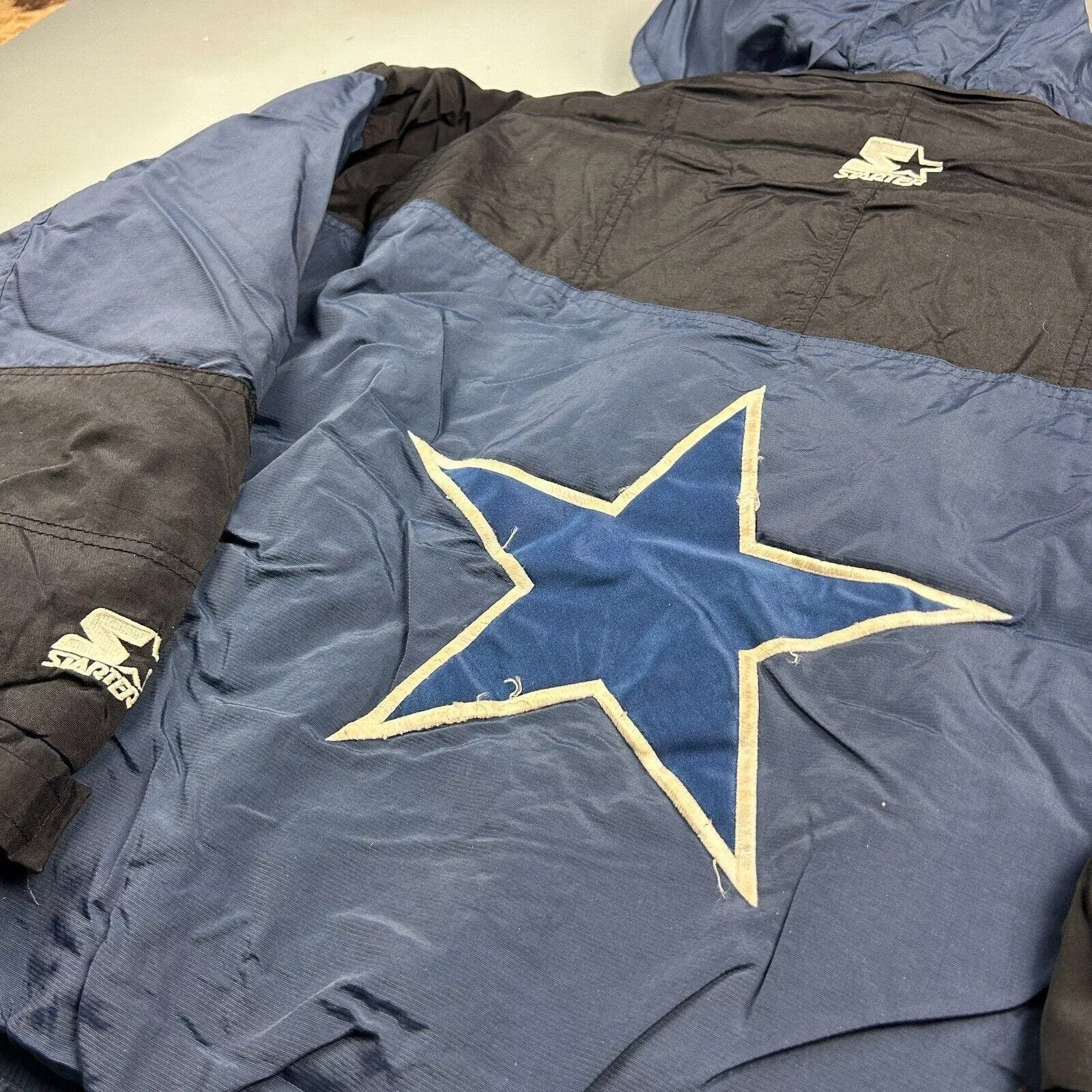 Starter Down Jackets VINTAGE 90s Dallas Cowboys Starter Anorak 1/4 Zip Jacket M Blue