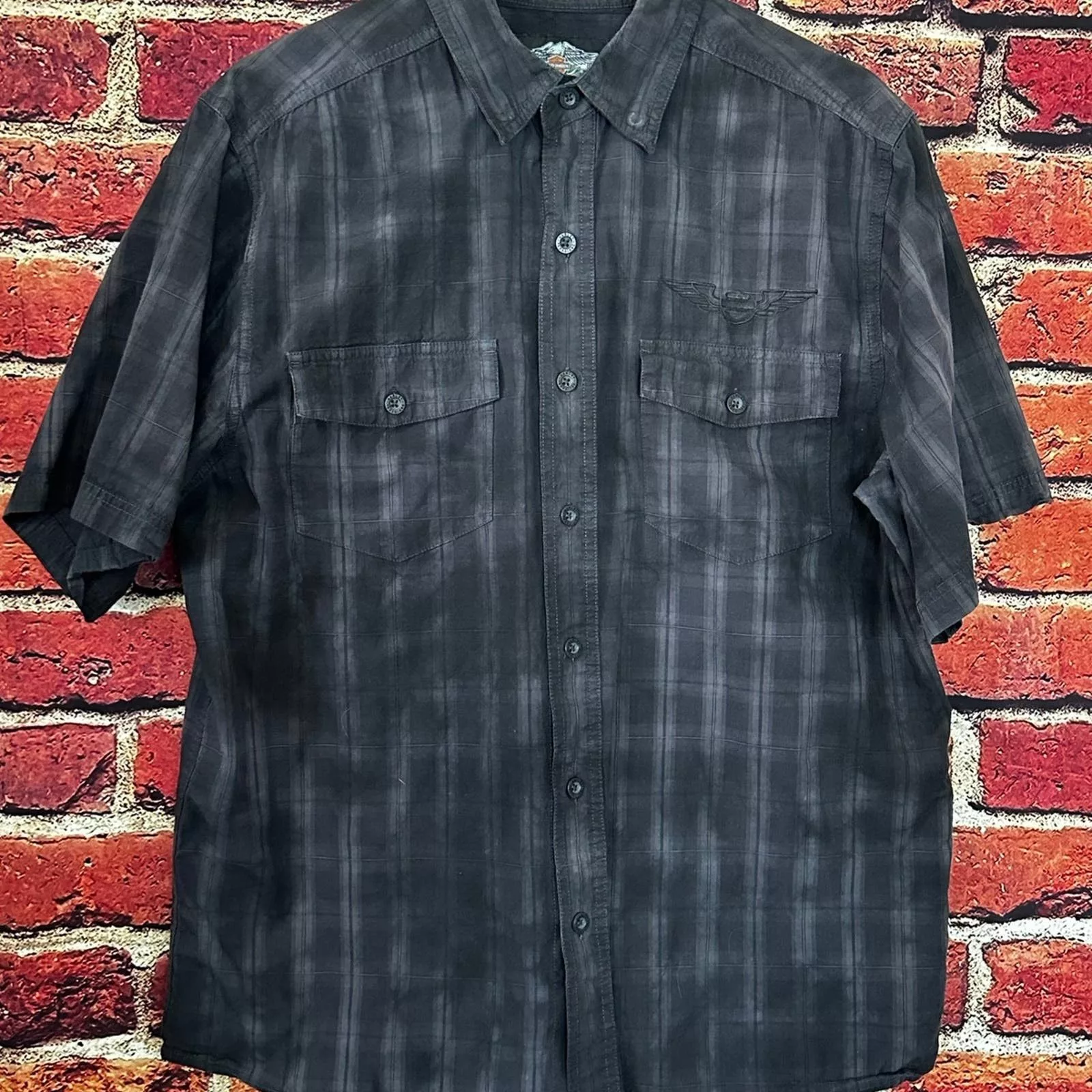 Harley Davidson Shirts Button Ups Harley Davidson short sleeve button down shirt Black