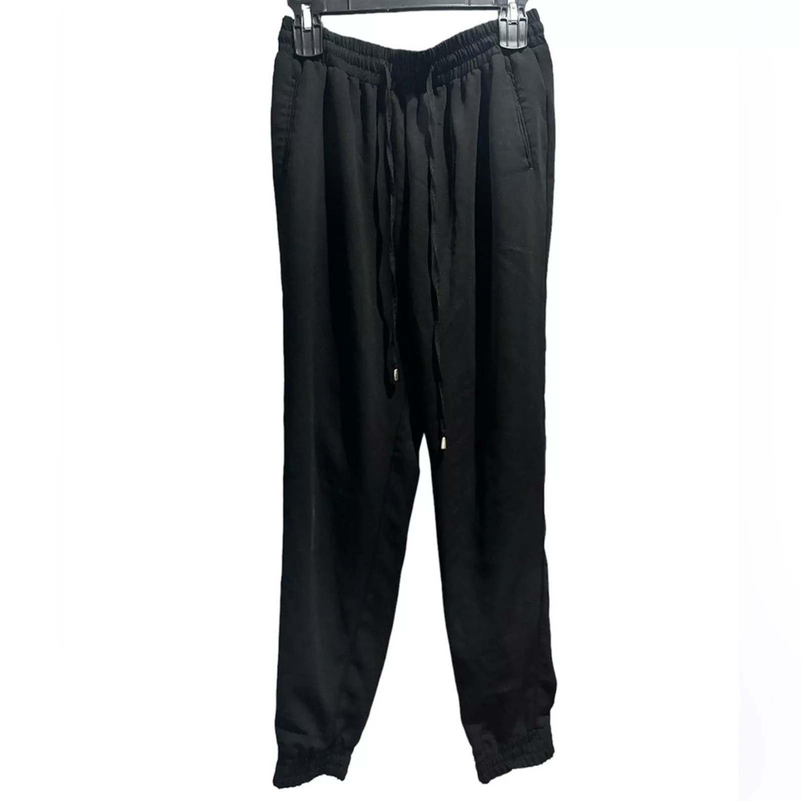 Warehouse Pants WAREHOUSE Black Soft Drawstring Ruched Jogger Pants Sz 12