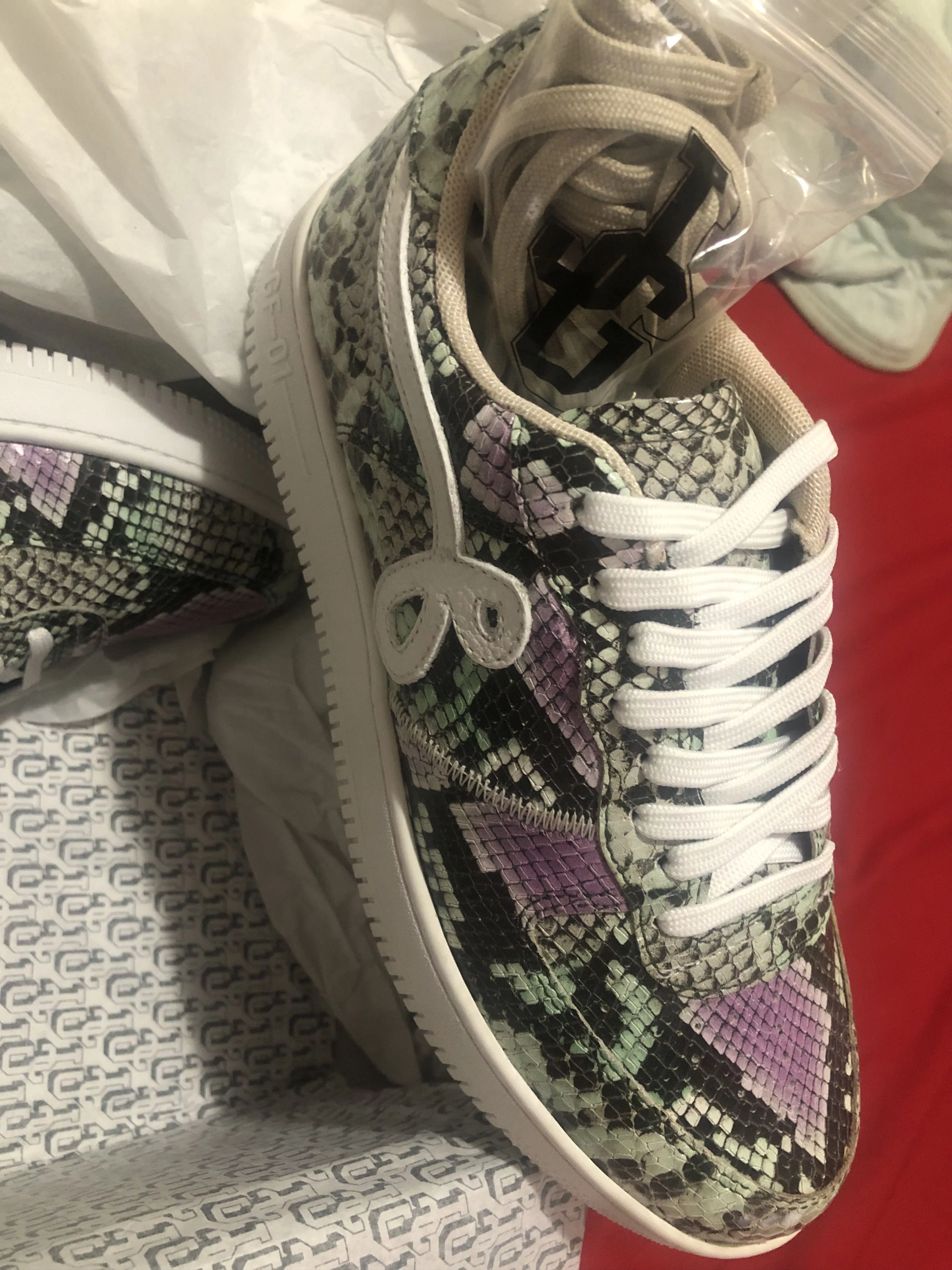 John Geiger Low Top Sneakers John Geiger GF-01 Multi-Python White