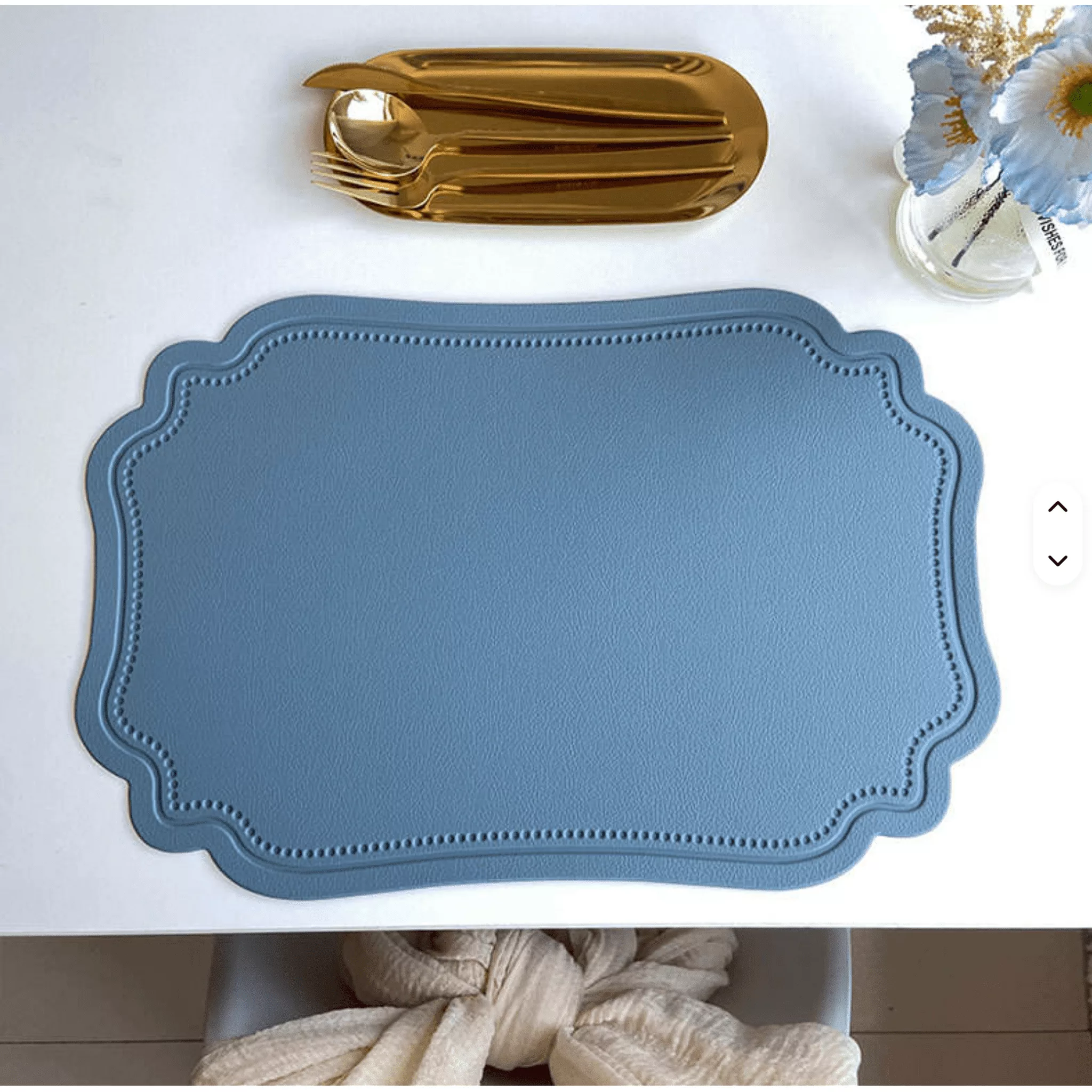 Scalloped Faux Leather Waterproof Placemat - Curated Home Decor