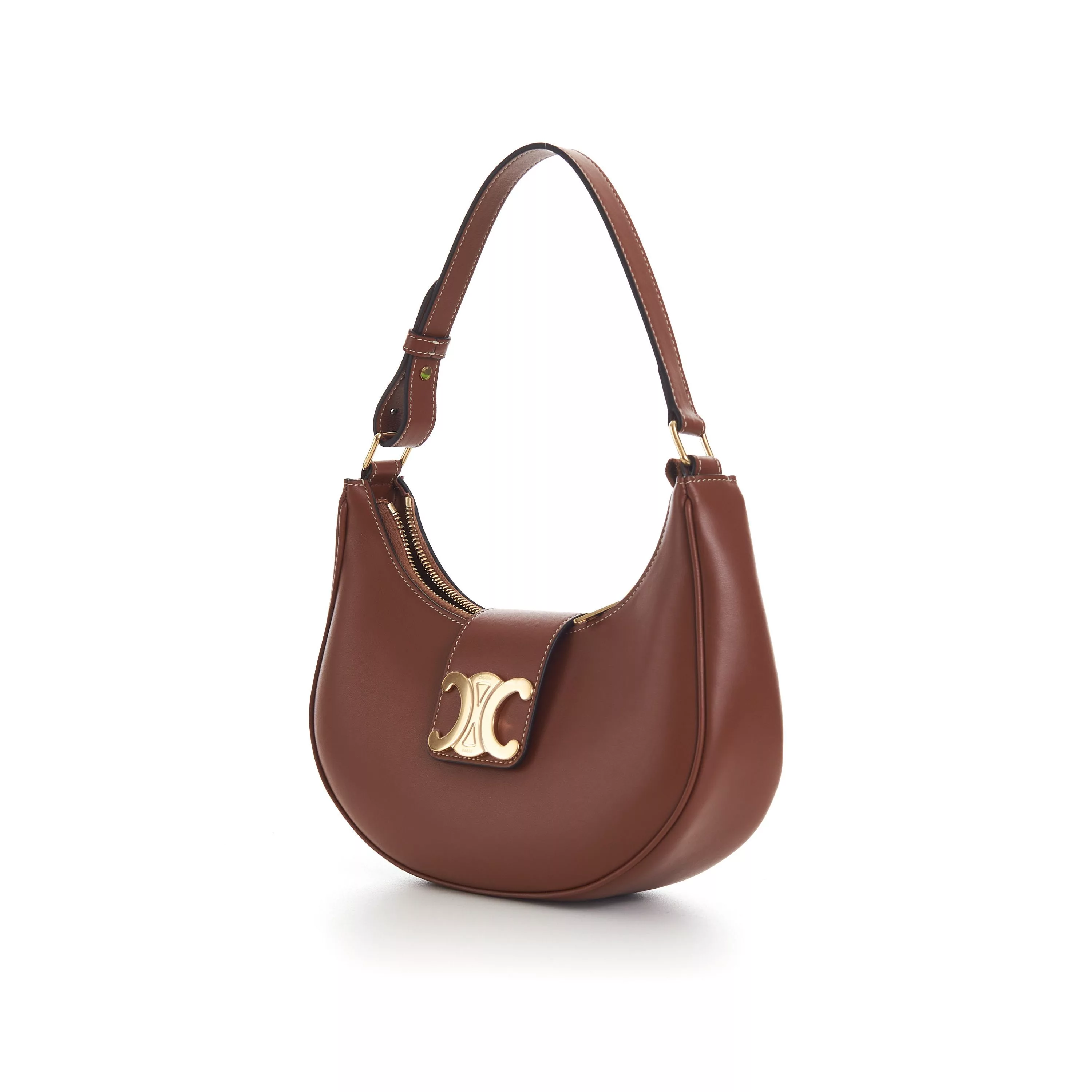 Celine Shoulder Bags Celine Medium AVA Triomphe Bag - Tan Brown Smooth Calfskin Luxury
