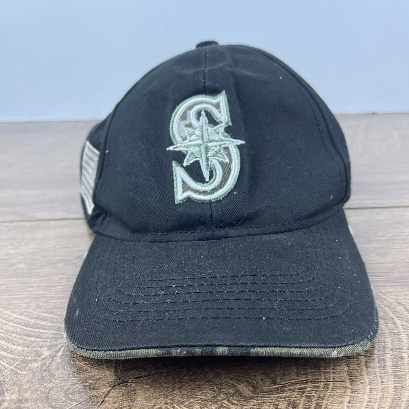 Other Hats Other Seattle Mariners MLB Hat USA Flag Patch Black Hat Adjustable
