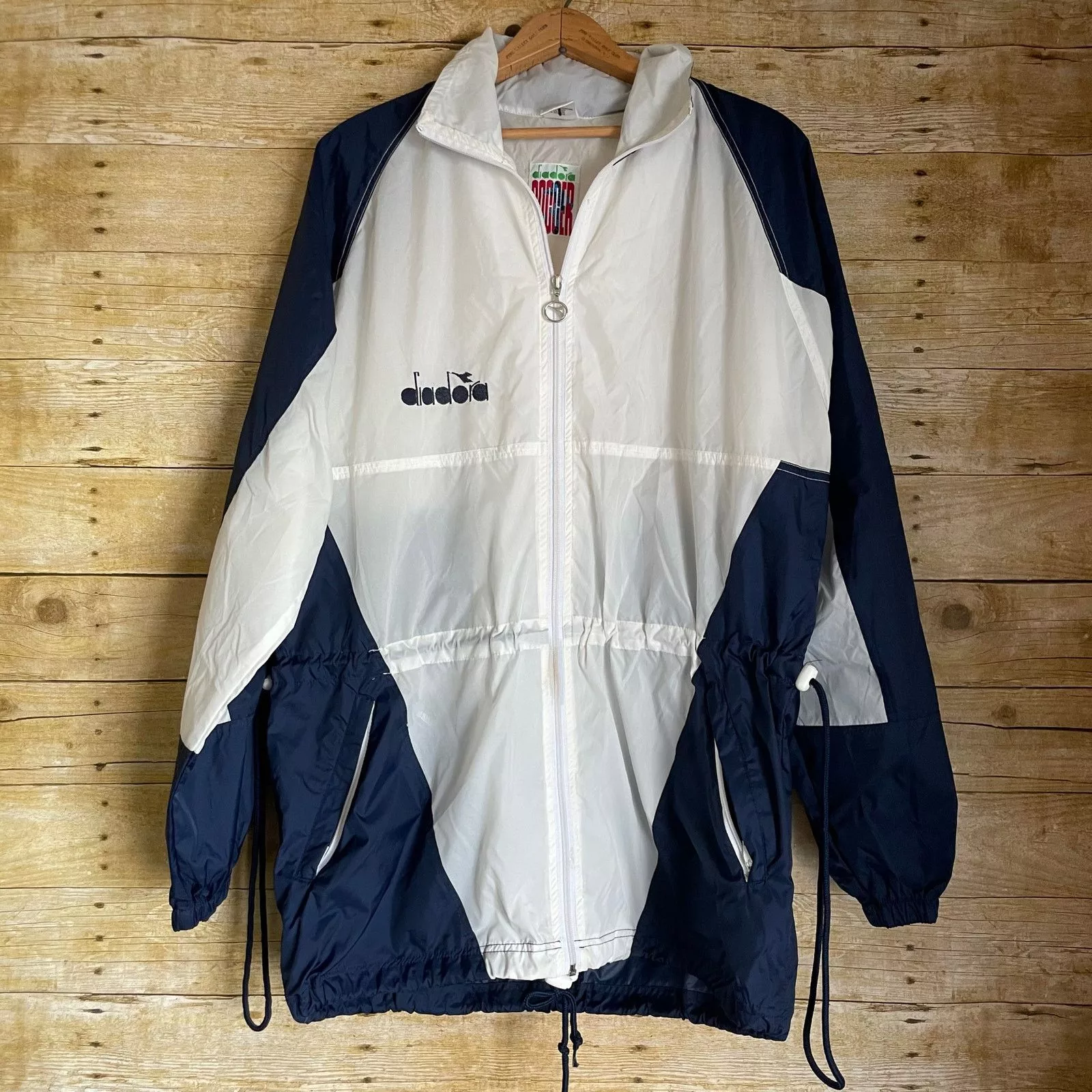 Diadora Light Jackets Diadora Soccer Vintage Blue & White Windbreaker Jacket