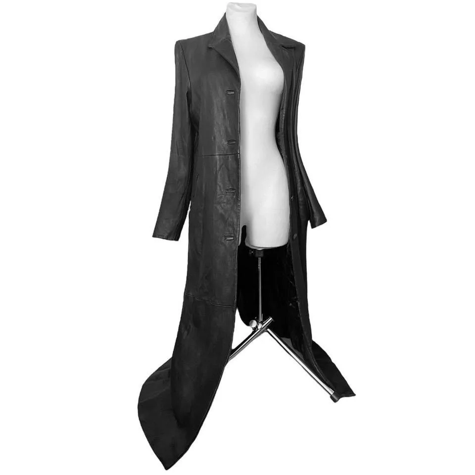Vintage Leather Jackets Vintage Super long Avant Garde Matrix leather maxi coat Black Avant-Garde